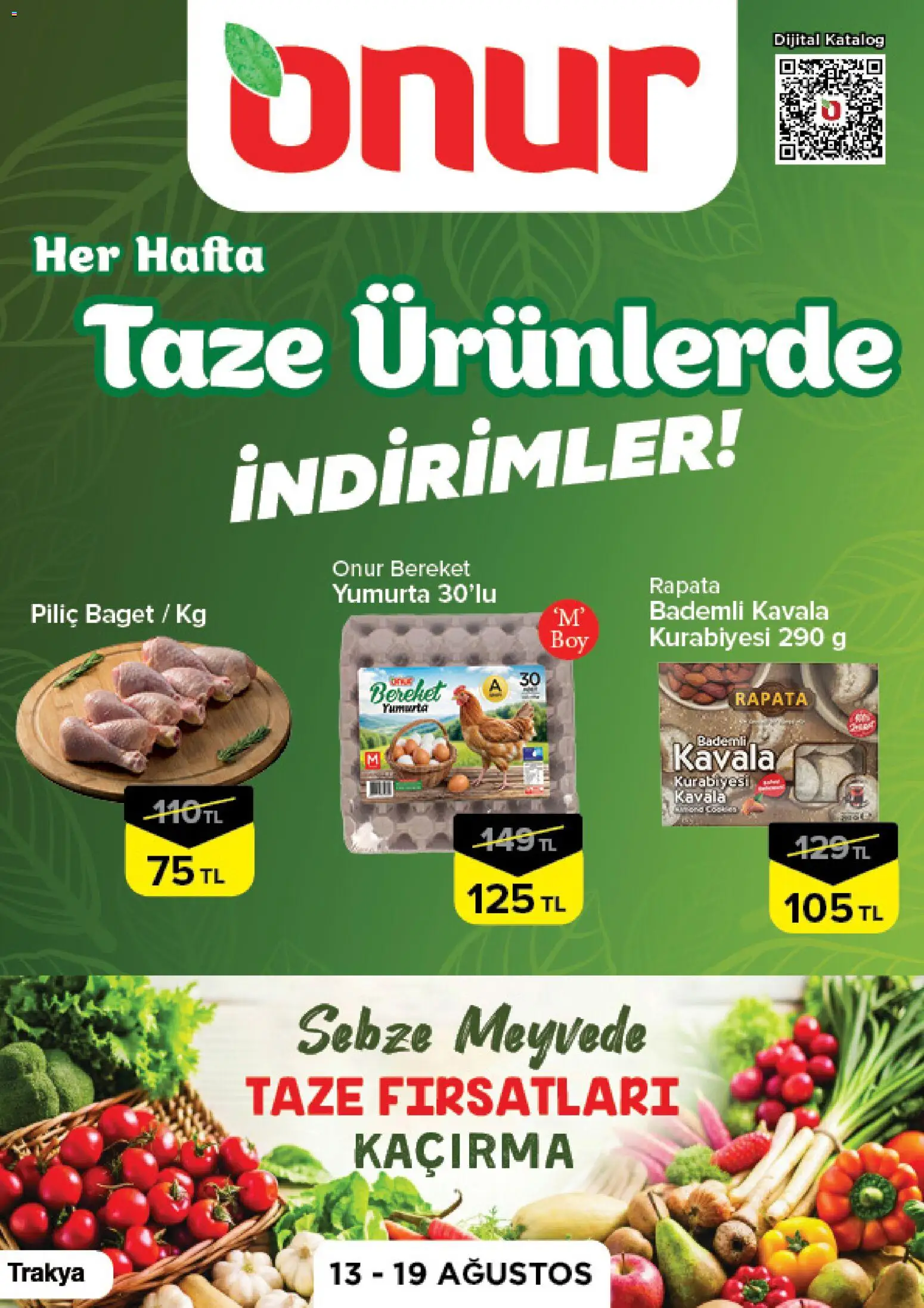 Onur Market Onur Market - Taze Ürünlerde İndirimler - Trakya 13.08.2026 - Broşürünün önizlemesi