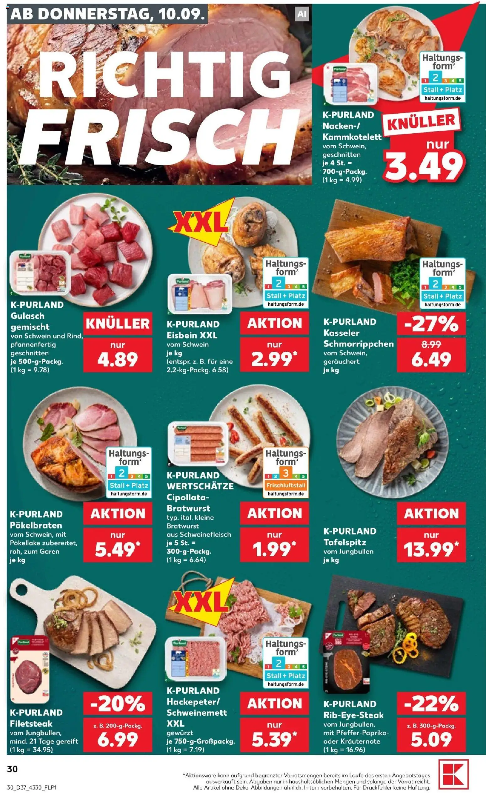 Vorschau von dem Prospekt des Geschäftes Kaufland, gültig ab dem 10.09.2026 - Gulasch, Bratwurst, Tafelspitz, Schweinefleisch