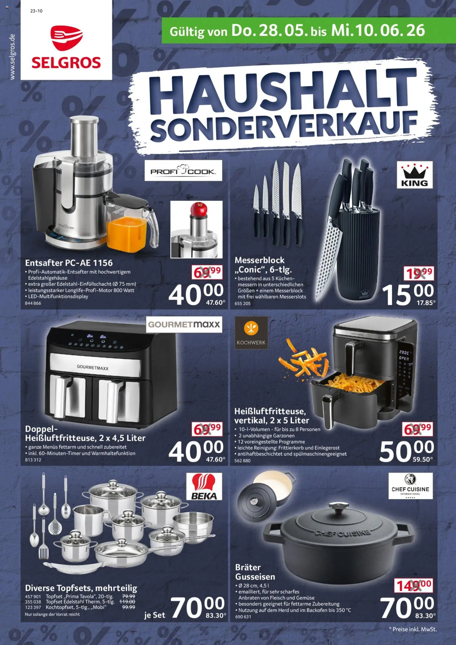 Vorschau von dem Prospekt des Geschäftes Selgros, gültig ab dem 28.05.2026 - Kuchen, Gemüse, Entsafter, Backofen, Fleisch, Herd