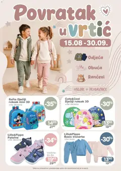 Pregled letka AKSA Povratak u vrtić trgovine AKSA vrijedi od 15.08.2026