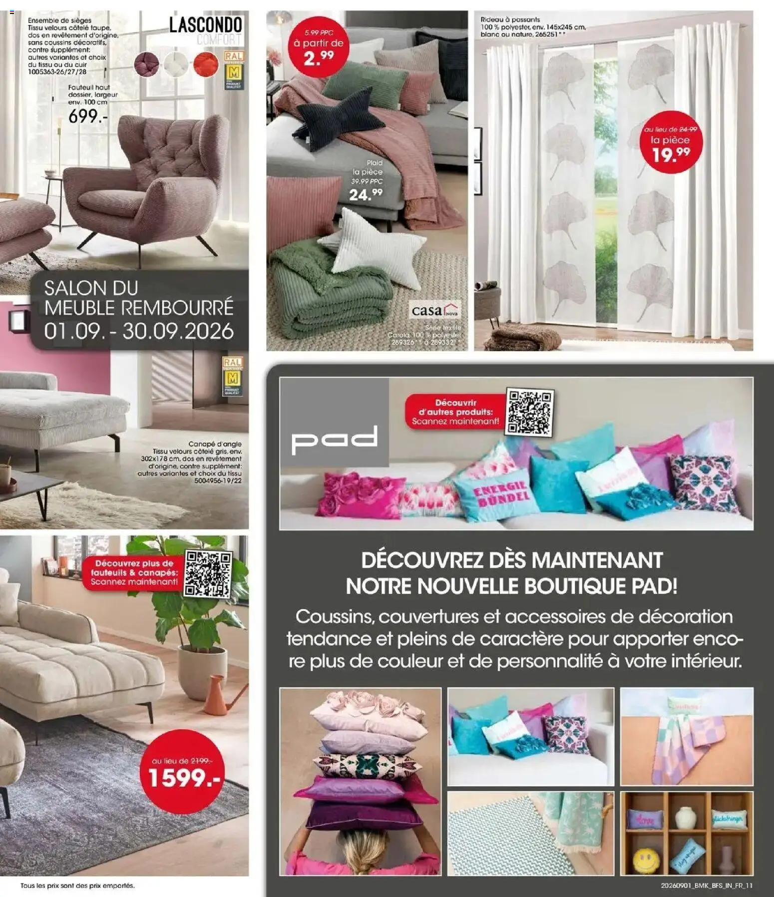 Prévisualisation de Möbel Martin: Offres hebdomadaires du magasin Möbel Martin formulaire valide 01/09/2026 - Canapé, Fauteuil, Canapés, Meuble, Décoration, Rideau, Plaid, Canapé d’angle