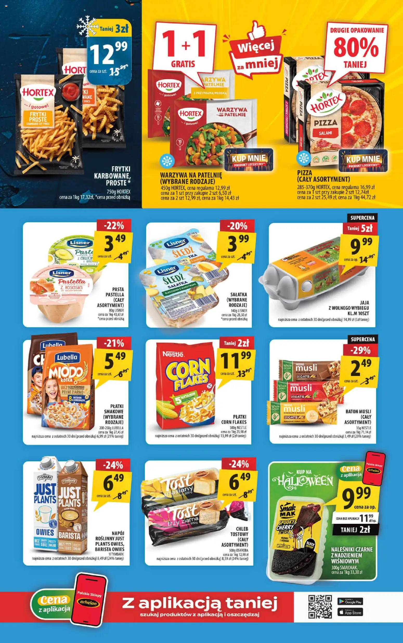 Pogląd gazetki "Arhelan gazetka" ze sklepu Arhelan ważnej od 23.10.2026 - Naleśniki, Pasta, Patelnie, Tymbark, Chleb, Baton, Salami, Corn Flakes
