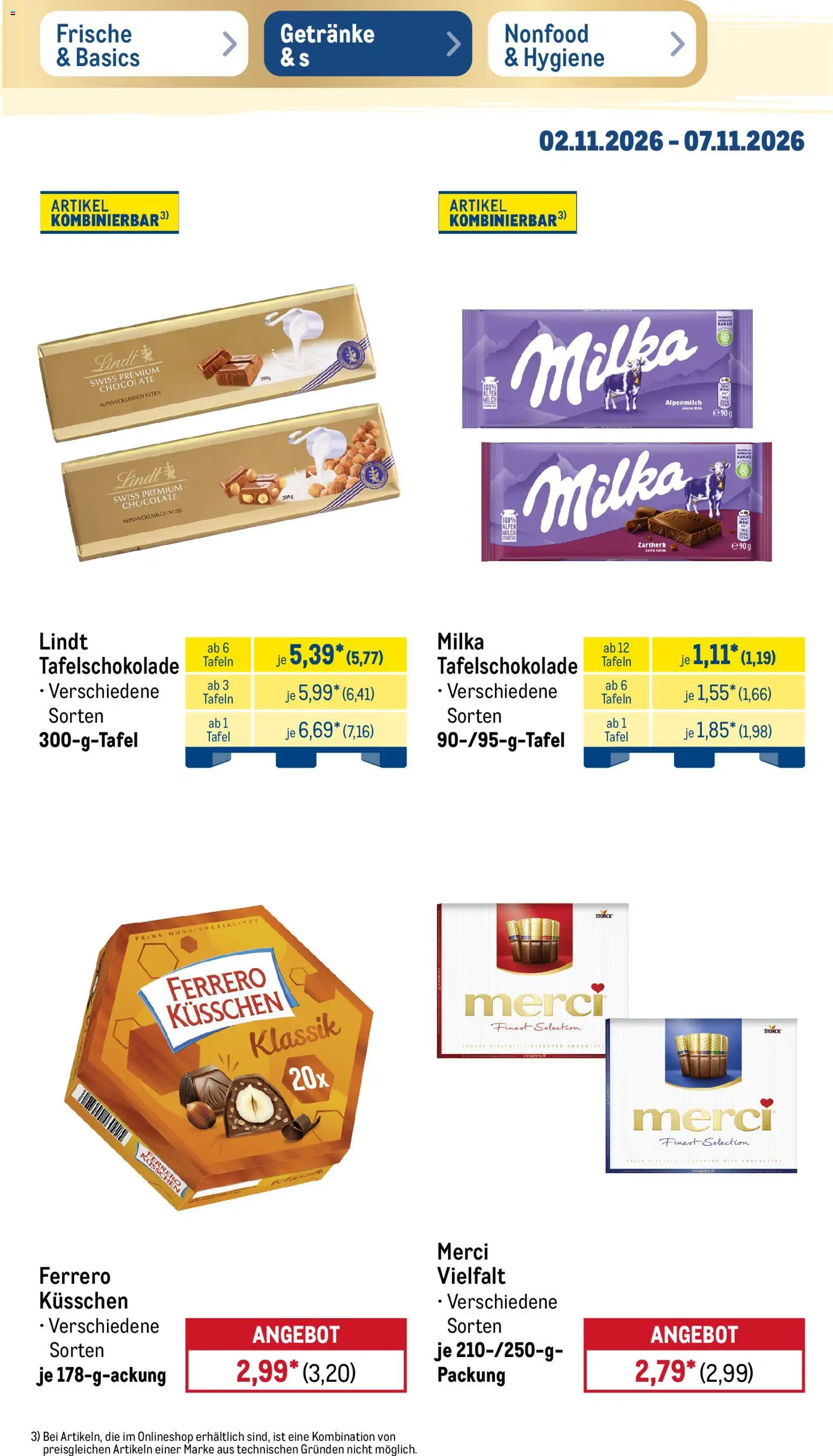 Vorschau von dem Prospekt des Geschäftes Metro, gültig ab dem 02.11.2026 - Lindt, Milch, Milka, Merci