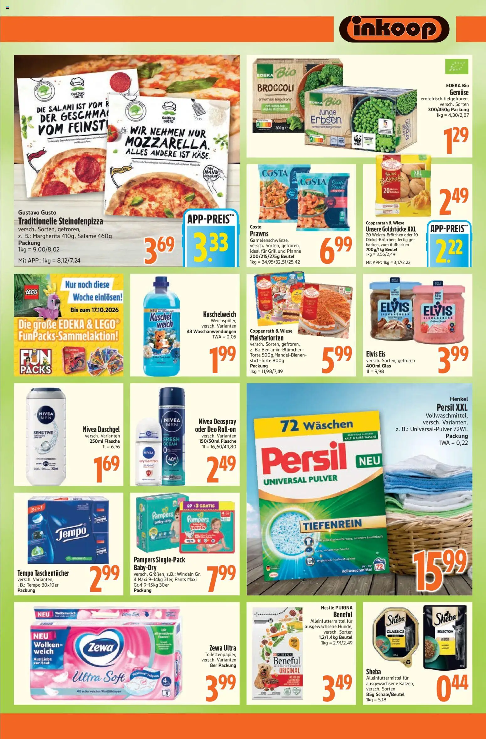 Vorschau von dem Prospekt des Geschäftes Inkoop, gültig ab dem 12.10.2026 - Eis, Gemüse, Salami, Erbsen, Persil, Zewa, Sheba, Kuschelweich