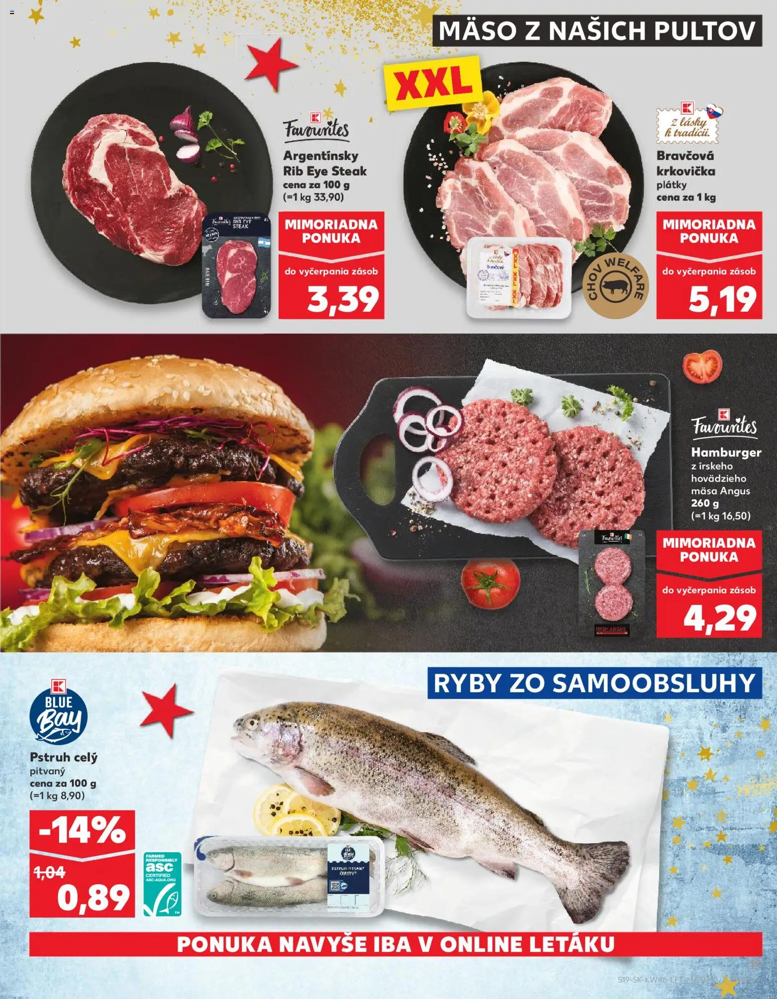 Náhľad Kaufland letáku platného od 13.11.2025 - Mäso, Steak, Ryby, Pstruh, Krkovička, Bravčová krkovička