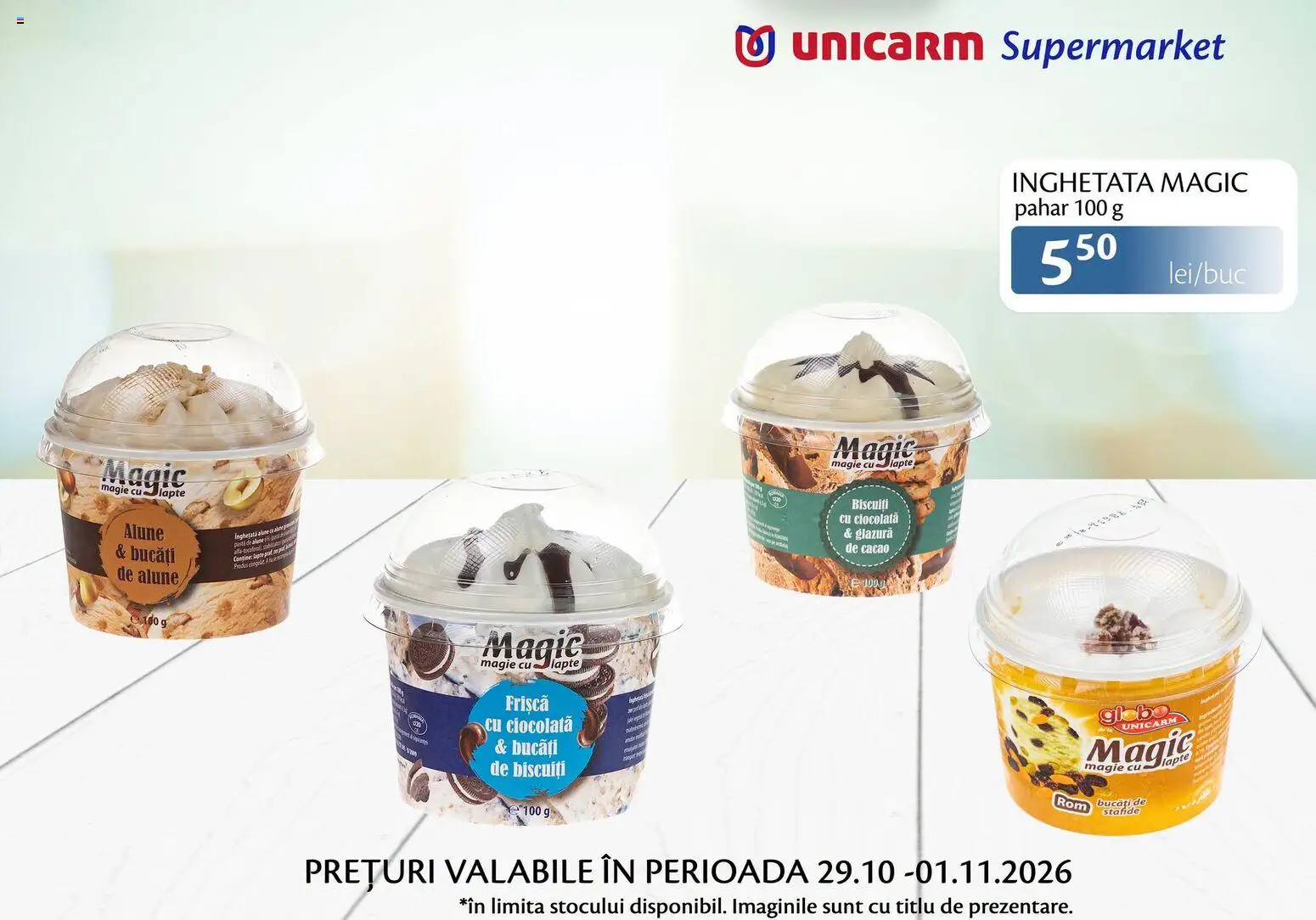 Previzualizarea de cataloage: Unicarm Unicarm Catalog Produse lactate valabil de la 29.10.2026 - Ciocolată, Înghețată, Biscuiți, Best, Alune, Cacao, Frișcă, Stafide