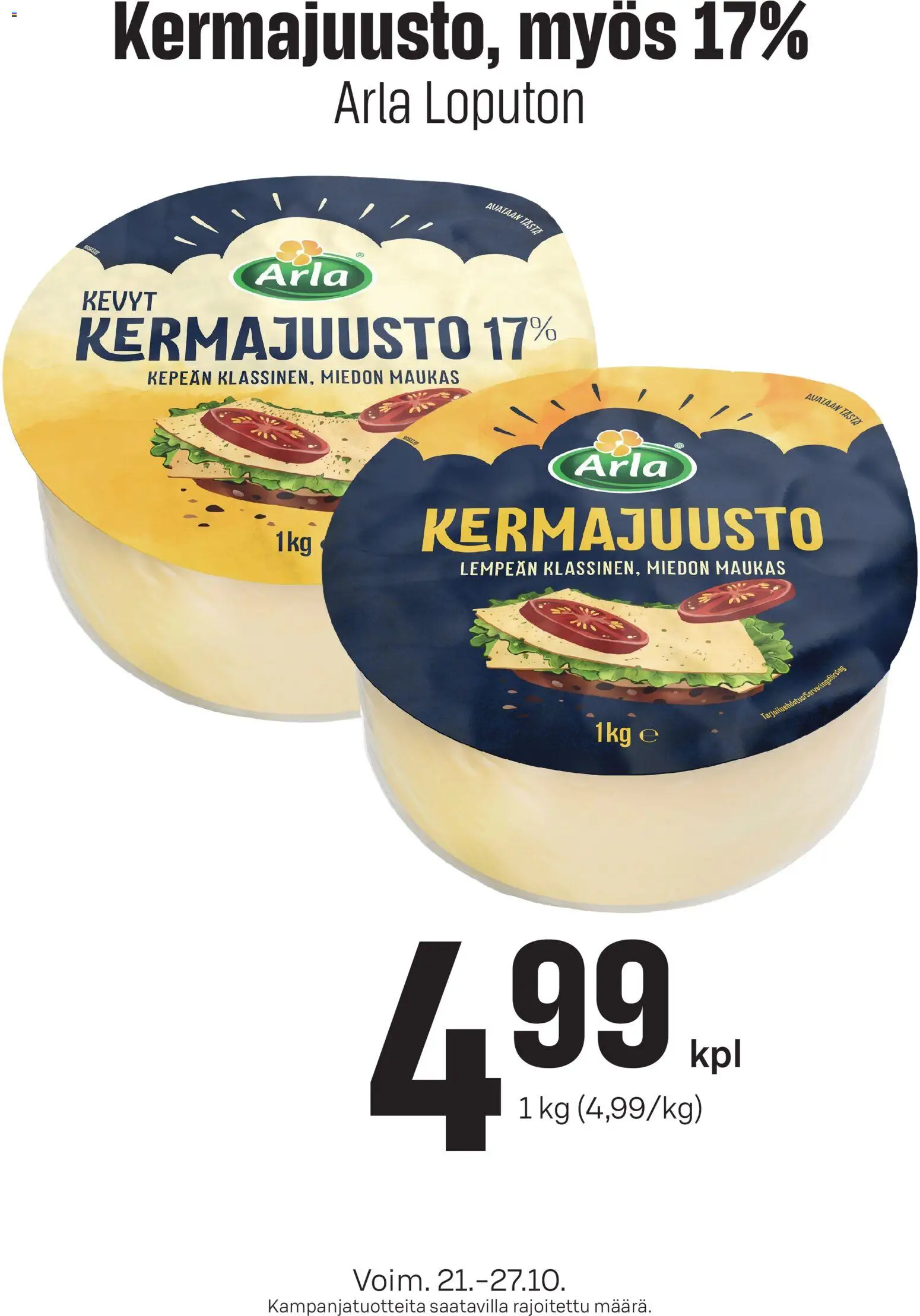 Kaupan Prisma Prisma Kermajuusto esikatselu, voimassa 21/10/2026 - Kermajuusto
