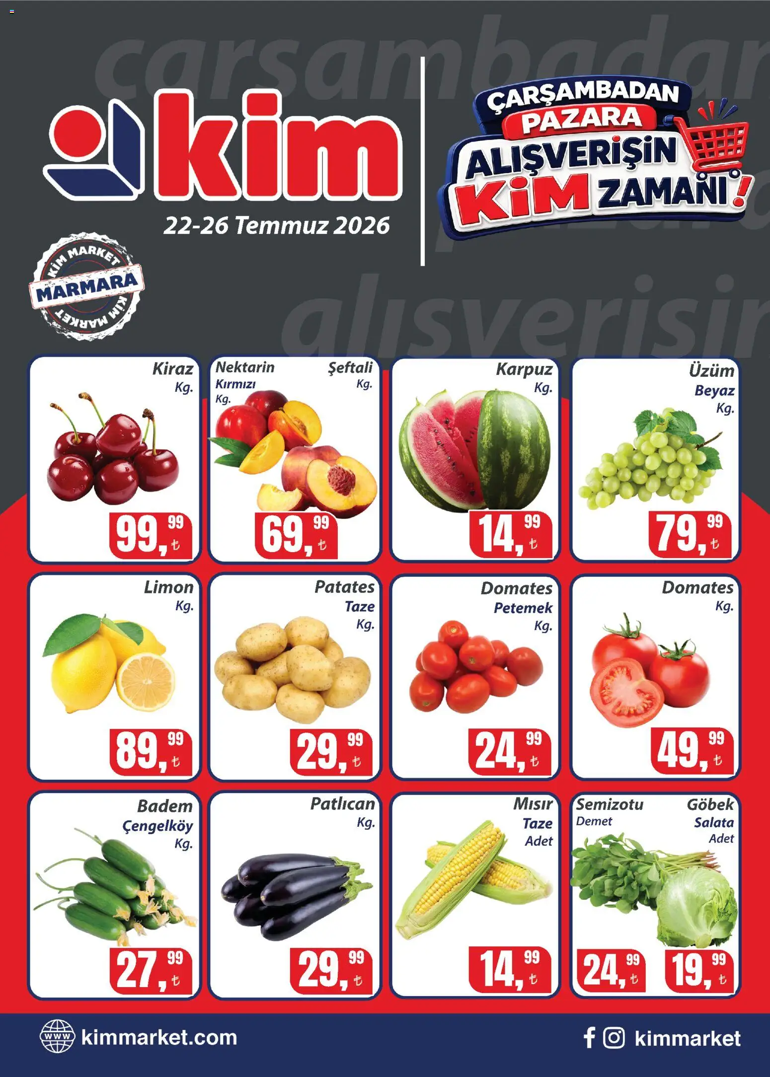 Kim Market Kim Market - Çarşambadan Pazara - Marmara 22.07.2026 - Broşürünün önizlemesi
