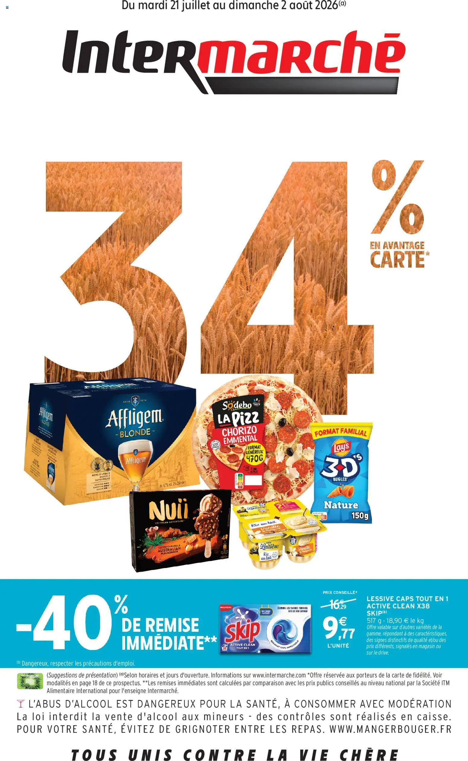 Prévisualisation de Intermarché offres de la semaine du magasin Intermarché formulaire valide 21/07/2026 - Riz au lait, Bière, Lait, Vanille, Riz, Chorizo, Lessive, Emmental