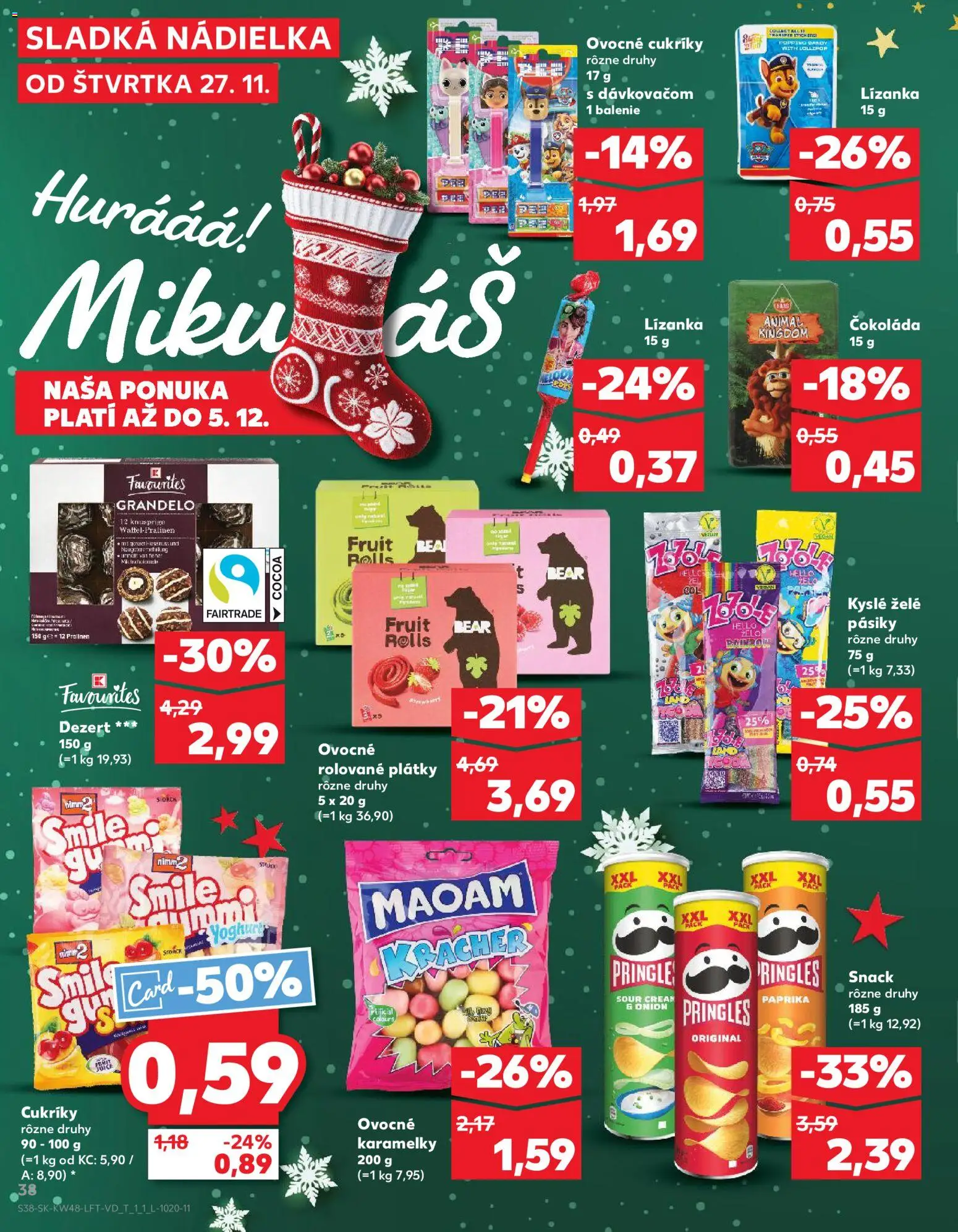 Náhľad Kaufland letáku platného od 27.11.2025 - Paprika, Čokoláda, Pringles, Cukríky