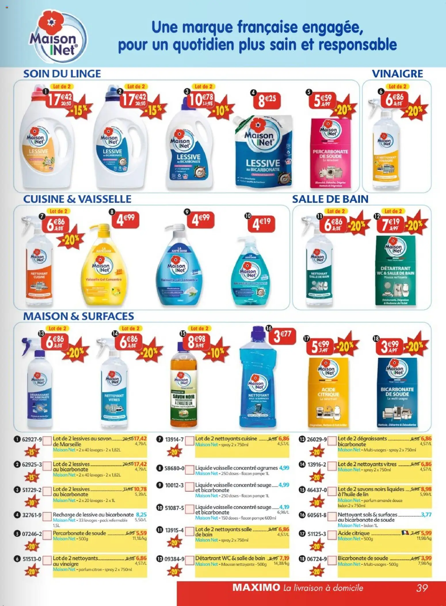 Prévisualisation de Maximo catalogue epicerie du magasin Maximo formulaire valide 26/10/2026 - Parfum, Acide citrique, Amande, Vaisselle, Mousse, Lessive, Savon, Vinaigre