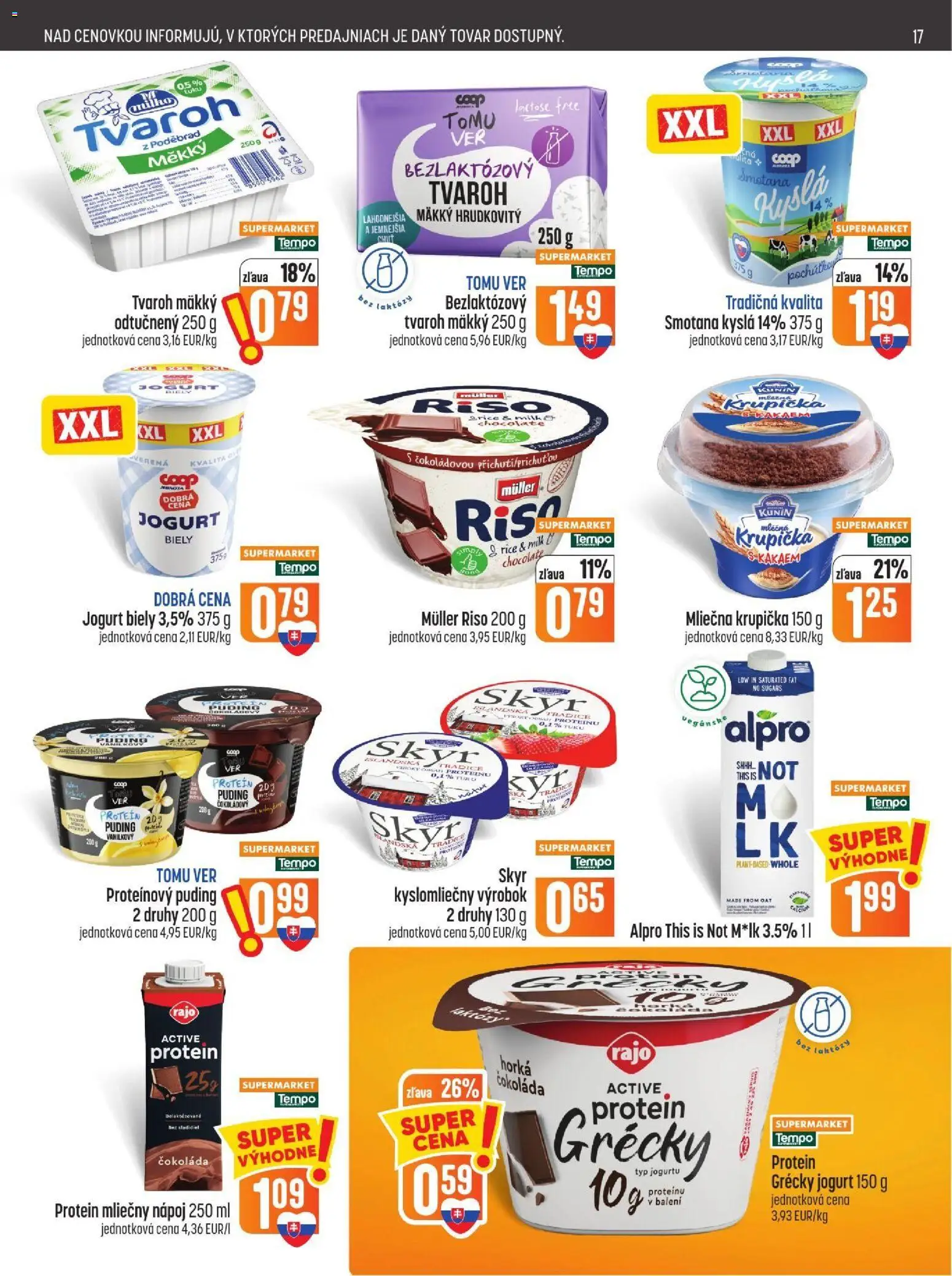 Náhľad COOP Jednota letáku platného od 29.10.2026 - Protein, Tvaroh, Milka, Puding, Skyr, Smotana, Alpro, Grécky jogurt