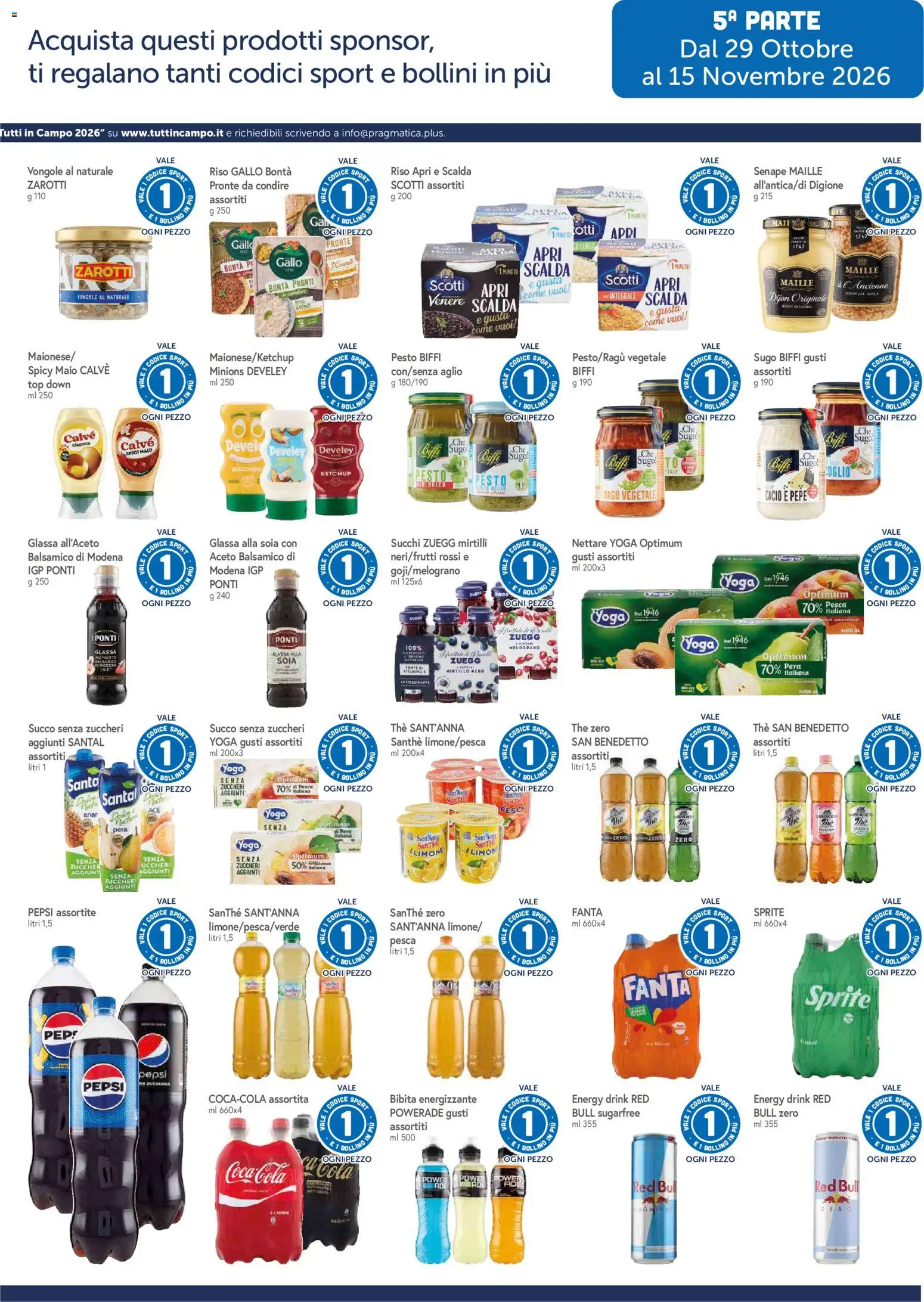Anteprima dell'opuscolo Famila volantino Grandi Marche dal negozio Famila valido da 29/10/2026 - Red Bull, Melograno, Pesto, Aglio, Pera, Fanta, Sugo, Glassa