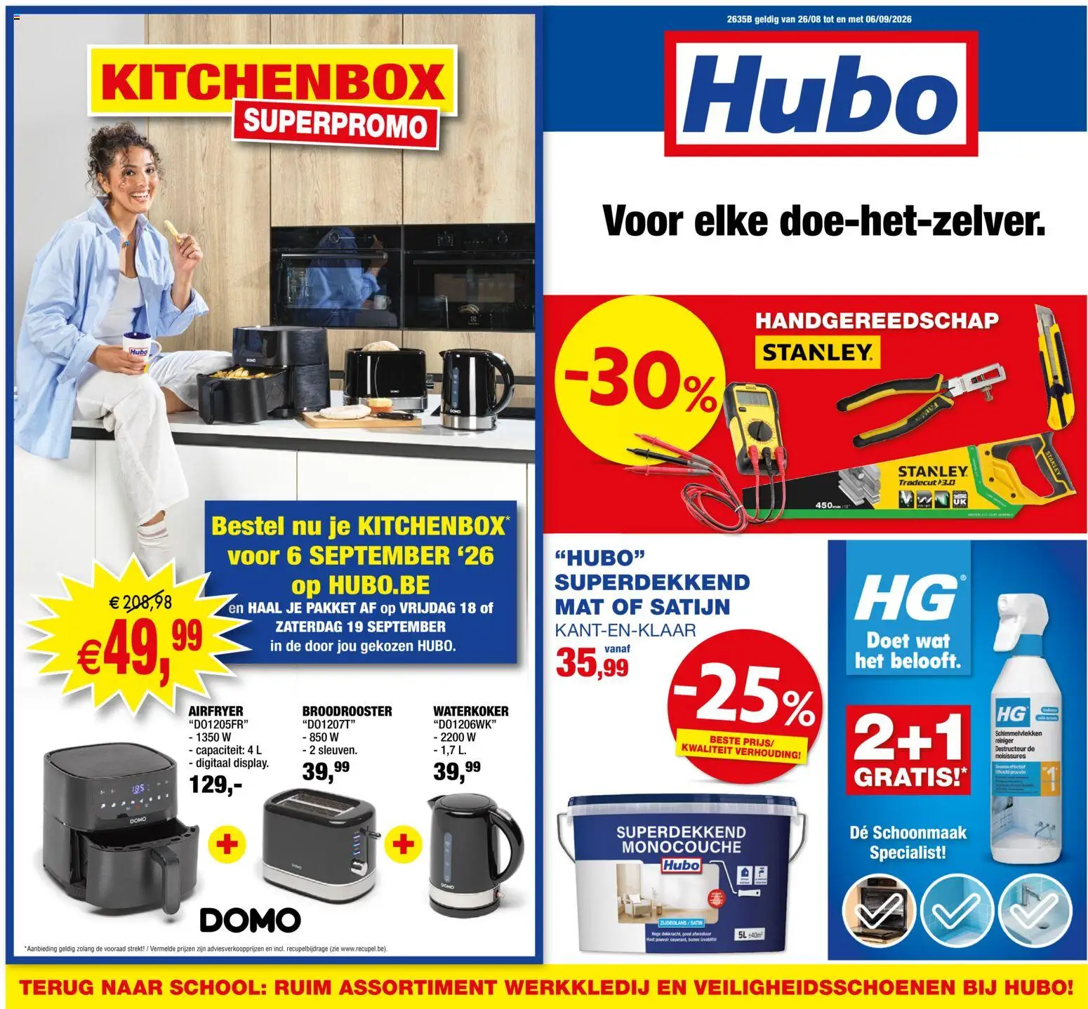 Voorbeeld van Hubo Folder van winkel Hubo geldig vanaf 25/08/2026 - Waterkoker, Broodrooster, Handgereedschap