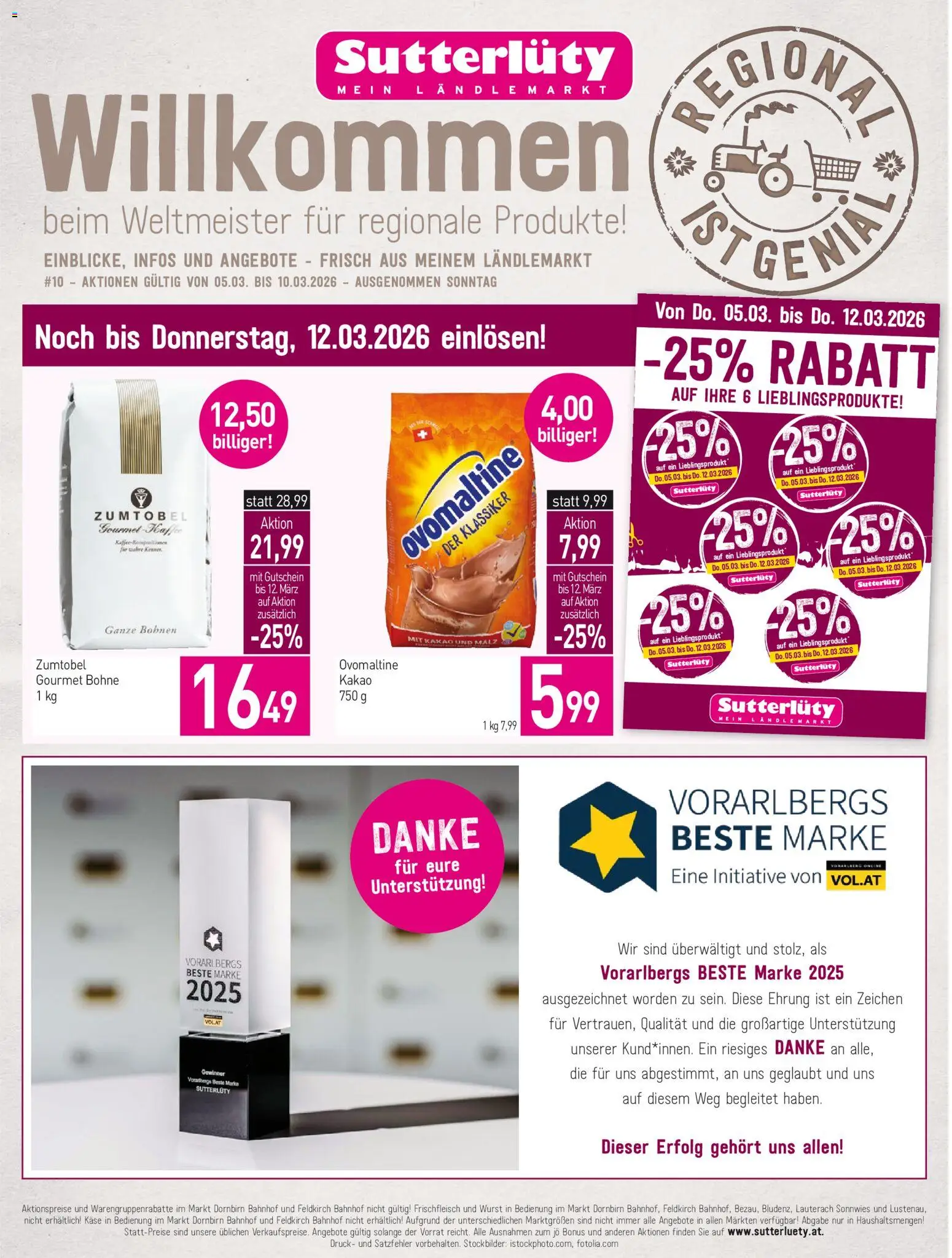 Vorschau der Angebote: Sutterlüty Sutterlüty Flugblatt gültig ab 05.03.2026 - Wurst, Käse, Bohne