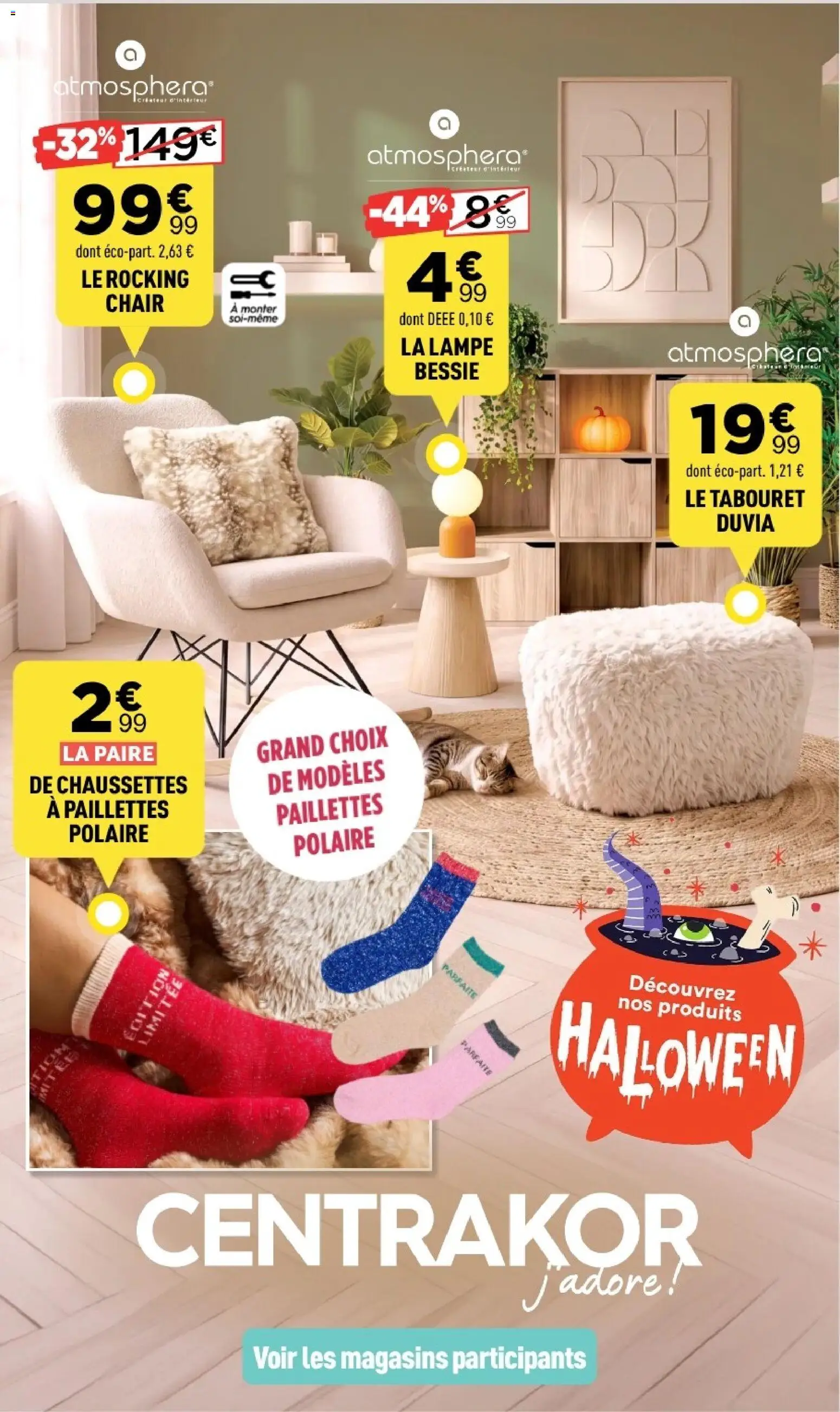 Prévisualisation de Centrakor catalogue du magasin Centrakor formulaire valide 19/10/2026 - Lampe, Chaussettes, Polaire, Le tabouret