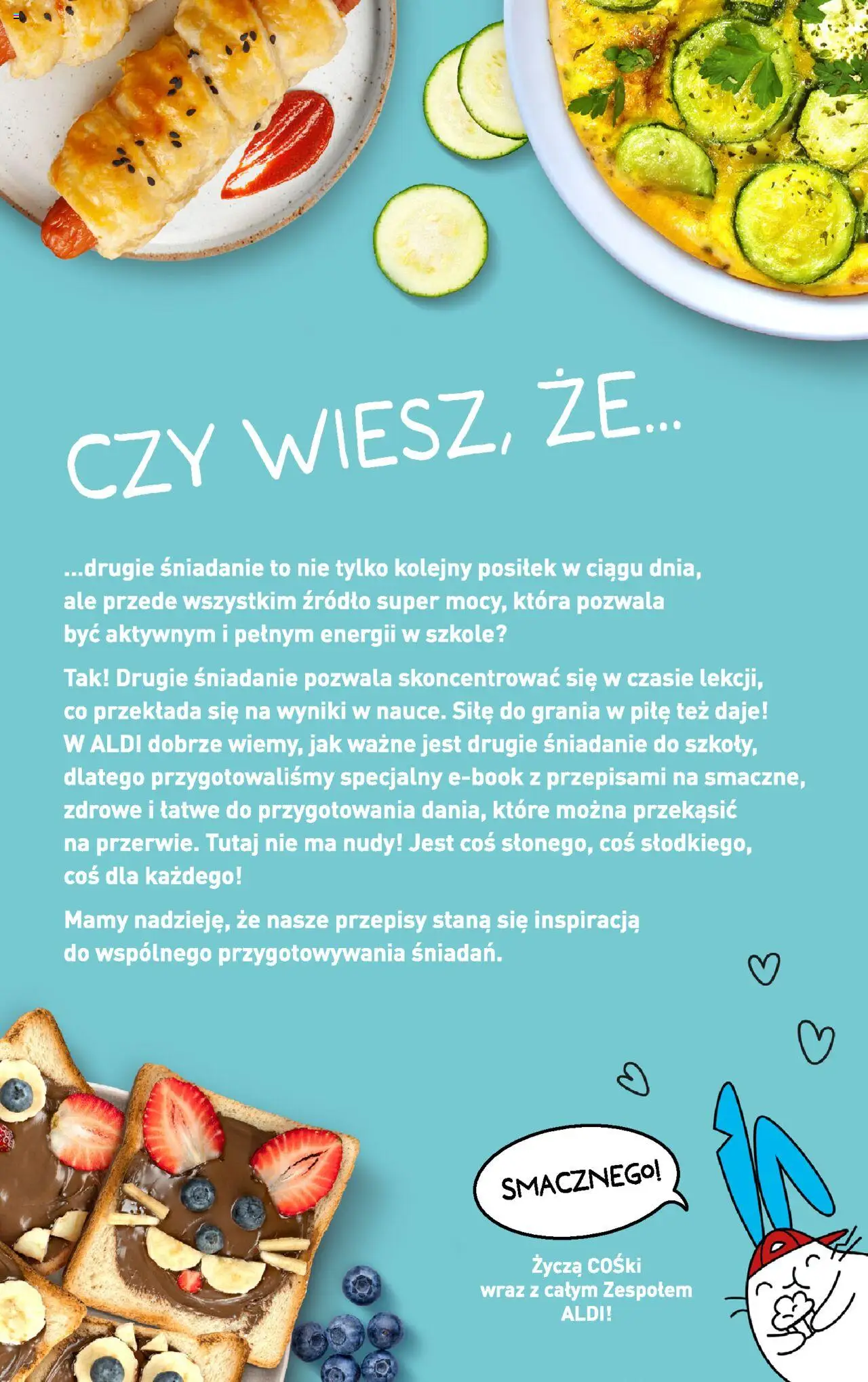 Pogląd gazetki "Przepisy na pyszne śniadanie" ze sklepu Aldi ważnej od 05.08.2024
