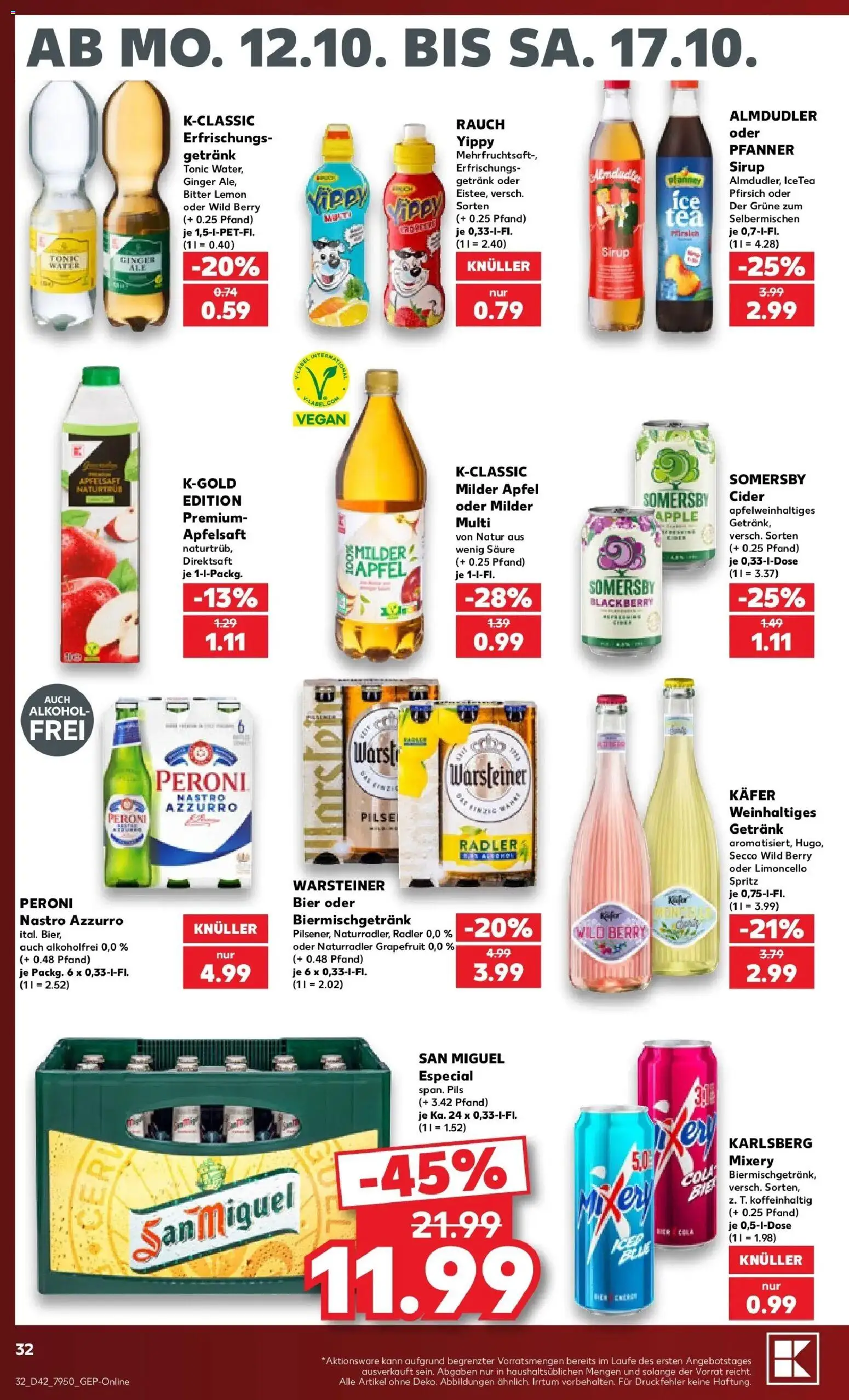 Vorschau von dem Prospekt des Geschäftes Kaufland, gültig ab dem 12.10.2026 - Bier, Cola, Alkohol, Limoncello, Grapefruit, Warsteiner, Mixery, Pils