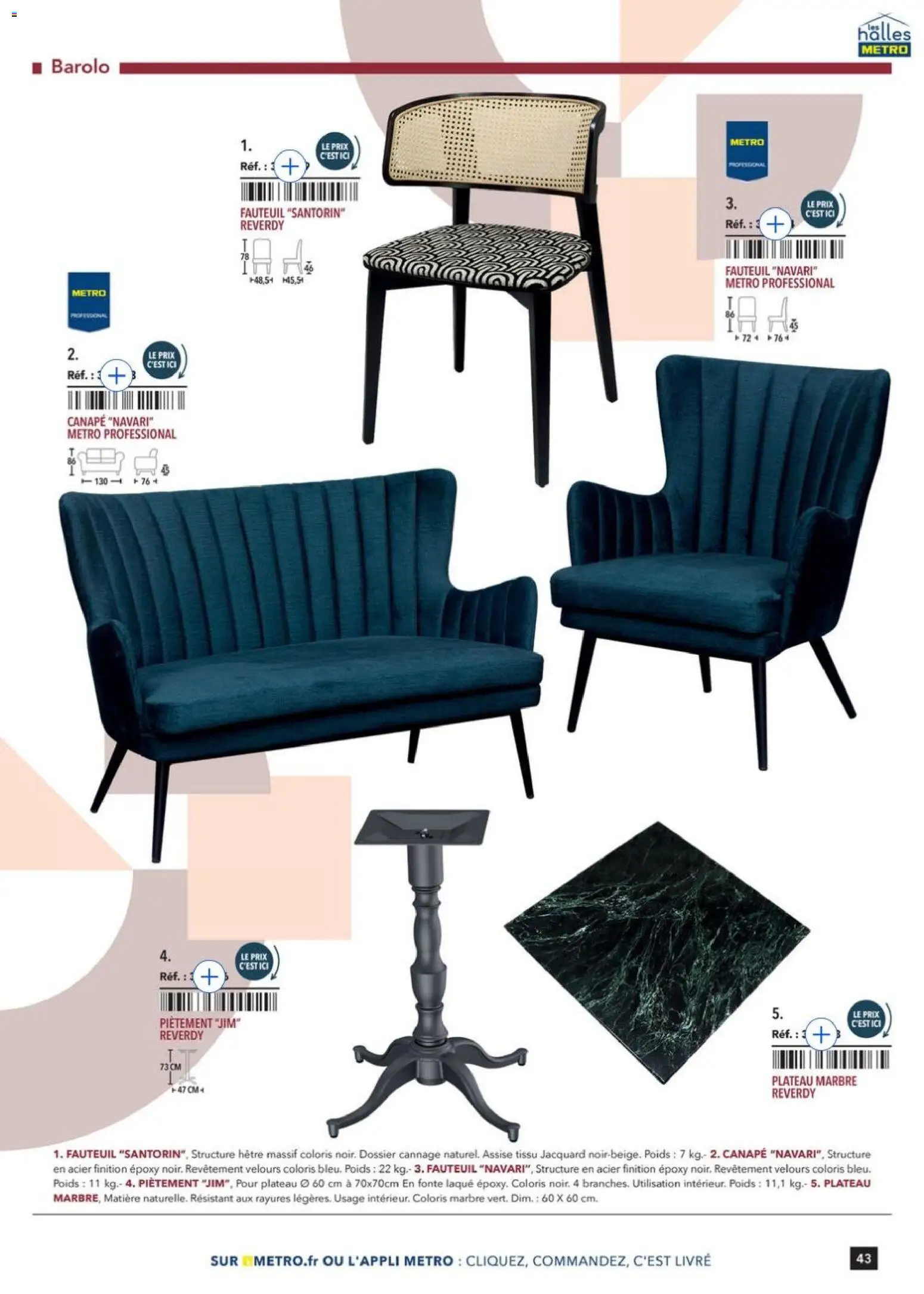 Prévisualisation de Terrasse&salle Collection 2026 du magasin METRO formulaire valide 09/01/2026 - Canapé, Fauteuil, Livre, Plateau, Poids, Laque