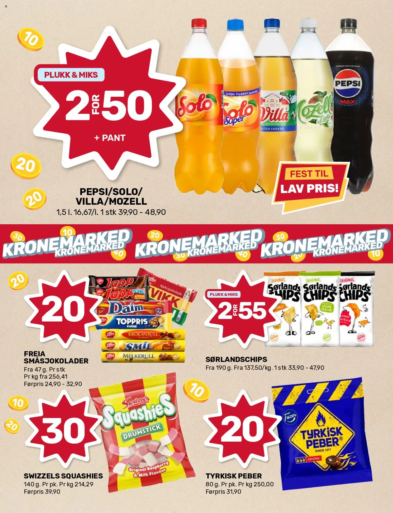 Forhåndsvis Coop Marked kundeavis fra butikk Coop Marked gyldig fra 26/10/2026 - Chips, 1, Pepsi, Sørlandschips