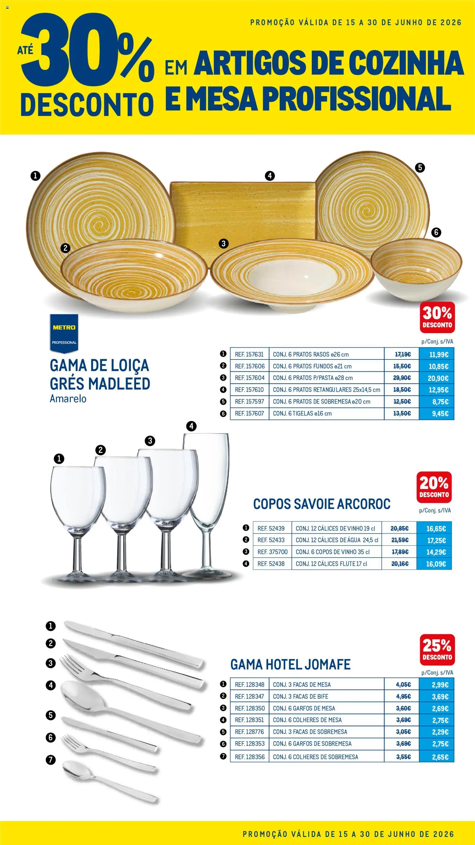 Pré-visualização do folheto da loja Makro válida a partir de 15/06/2026 - Vinho, Agua, Sobremesa, Pratos, Bife, Garfos, Colheres, Facas