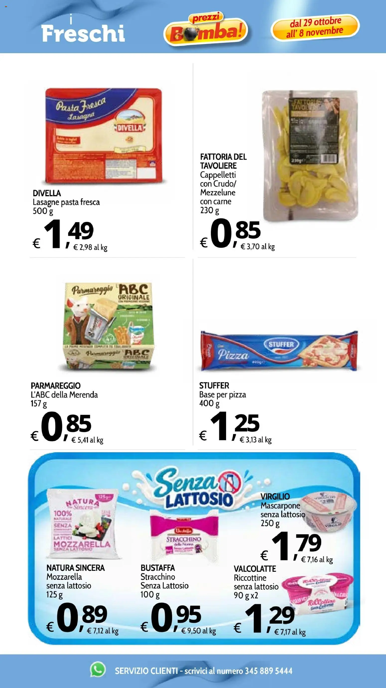 Anteprima dell'opuscolo Primo Prezzo volantino dal negozio Primo Prezzo valido da 29/10/2026 - Pizza, Pasta, Carne, Lasagne, Mozzarella, Mascarpone, Stracchino, Divella