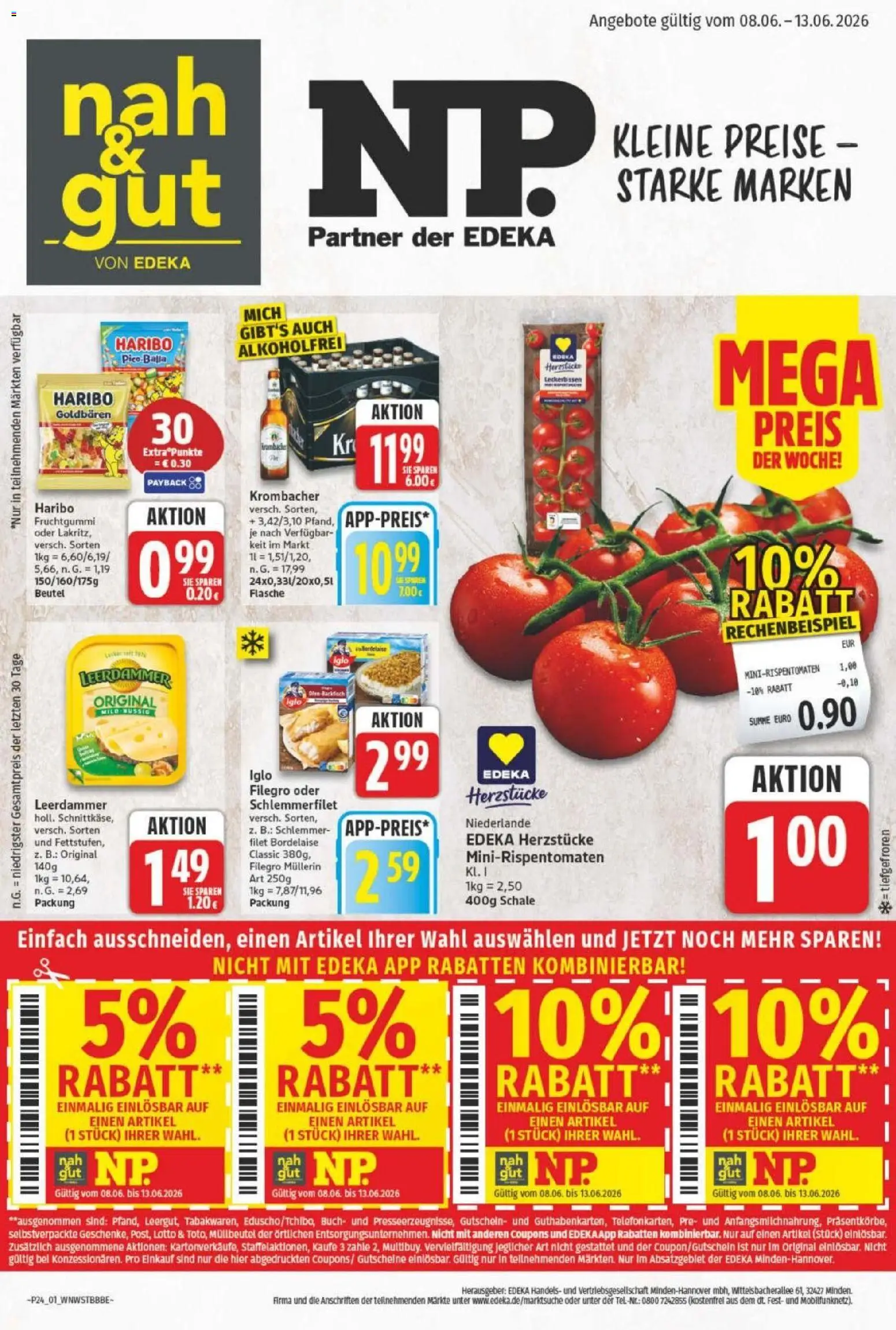 Vorschau von dem Prospekt des Geschäftes NP Discount, gültig ab dem 08.06.2026 - Haribo, Krombacher, Iglo, Leerdammer