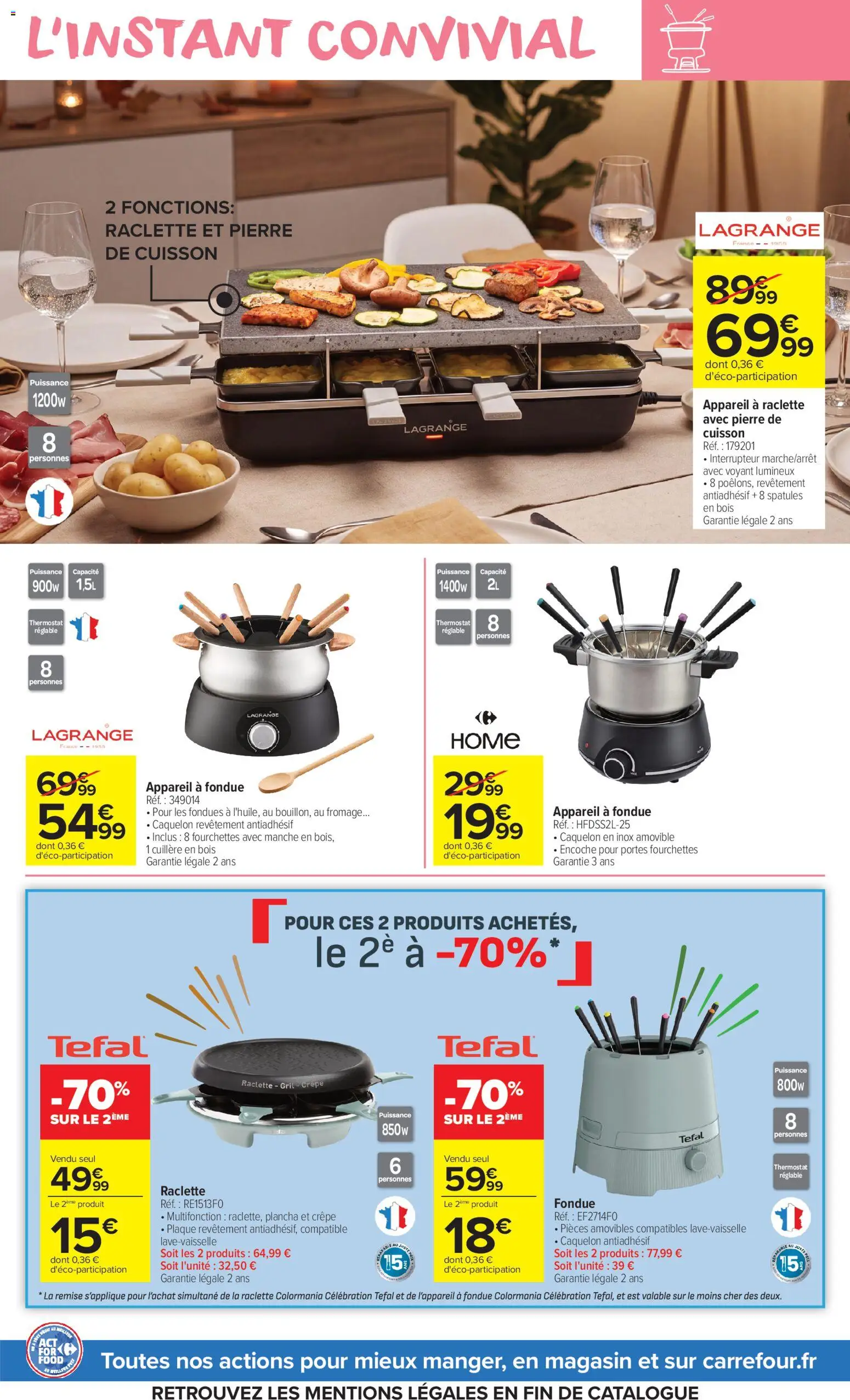 Prévisualisation de Carrefour Market Partageons le goût du mieux manger du magasin Carrefour Market formulaire valide 27/10/2026 - Fromage, Plancha, Interrupteur, Cuillère, Appareil à raclette, Appareil à fondue, Fourchettes, Portes