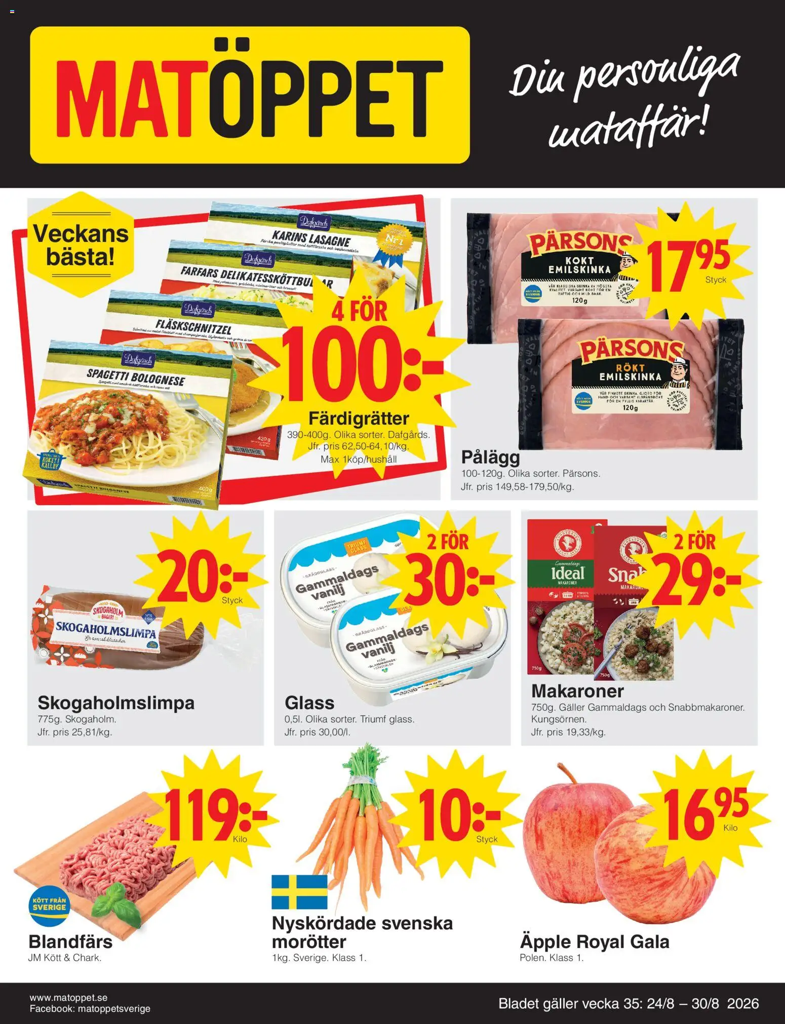 Förhandsgranska reklamblad Matöppet erbjudanden från butik Matöppet gäller från 24/08/2026