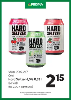 Kaupan Prisma Prisma tarjoukset Hard Seltzer esikatselu, voimassa 20/05/2026