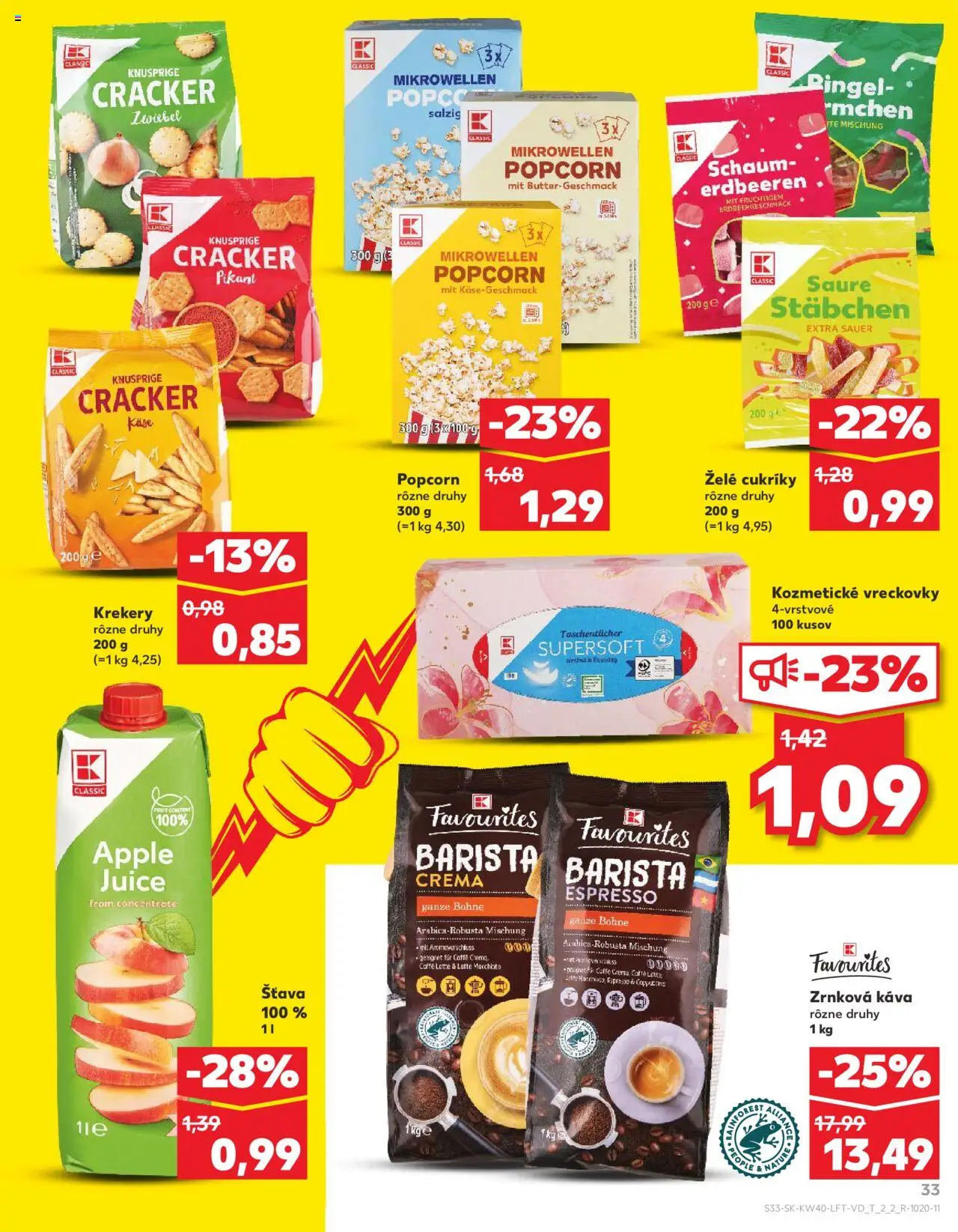 Náhľad Kaufland letáku platného od 02.10.2025 - Apple, Káva, Popcorn, Zrnková káva, Barista, Cukríky, Šťava