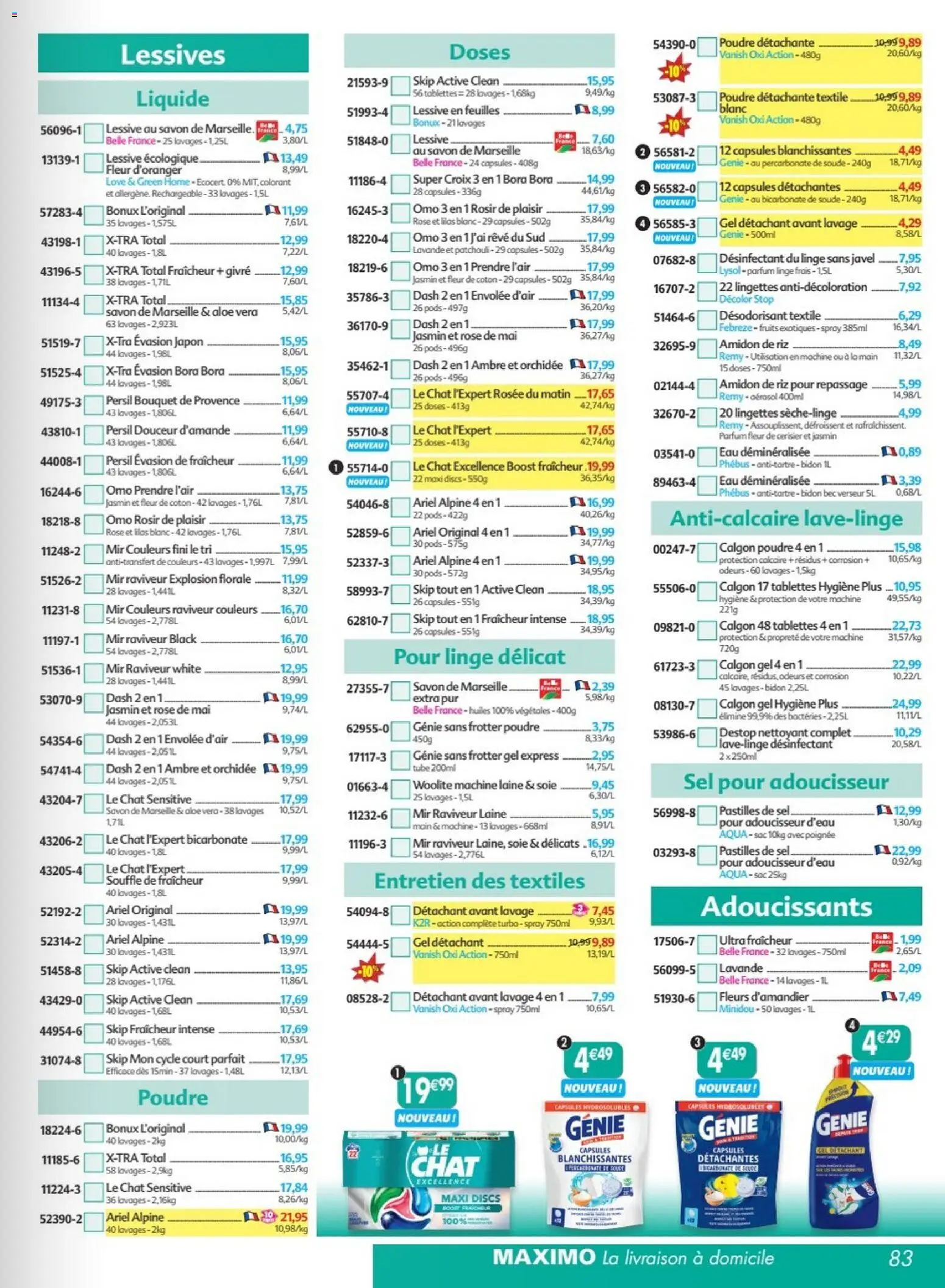 Prévisualisation de Maximo catalogue epicerie du magasin Maximo formulaire valide 24/08/2026 - Parfum, Sac, Persil, Fruits exotiques, Capsules, Hygiène, Vanish, Calgon gel