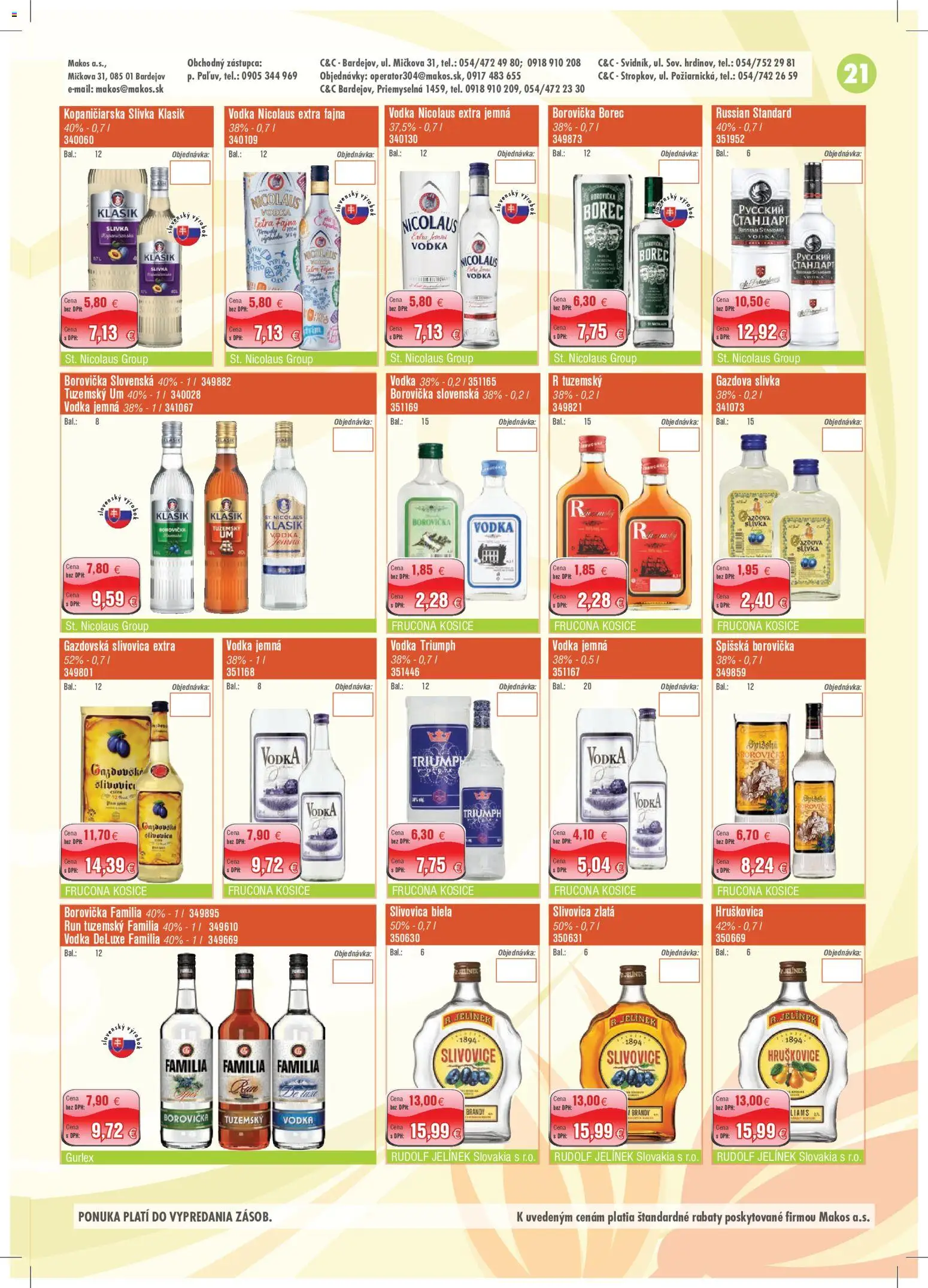 Náhľad Makos letáku platného od 28.09.2026 - Vodka, Borovička, Slivovica, Brandy, Russian Standard, Hruškovica