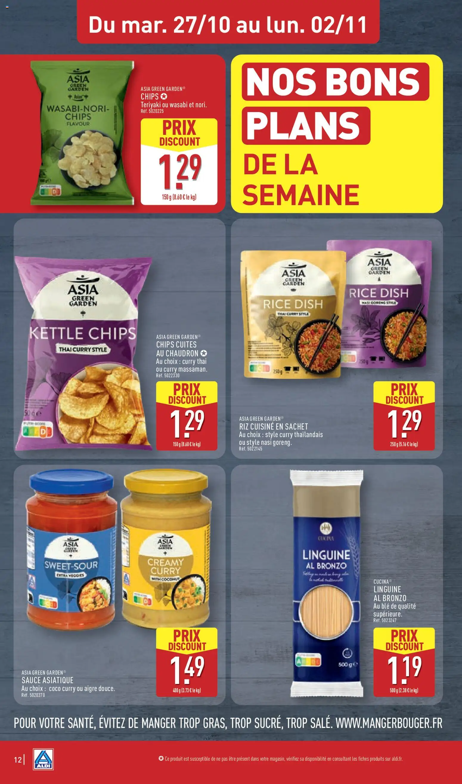 Prévisualisation de Aldi catalogue du magasin Aldi formulaire valide 27/10/2026 - Coco, Wasabi, Curry, Chips, Riz, Blé