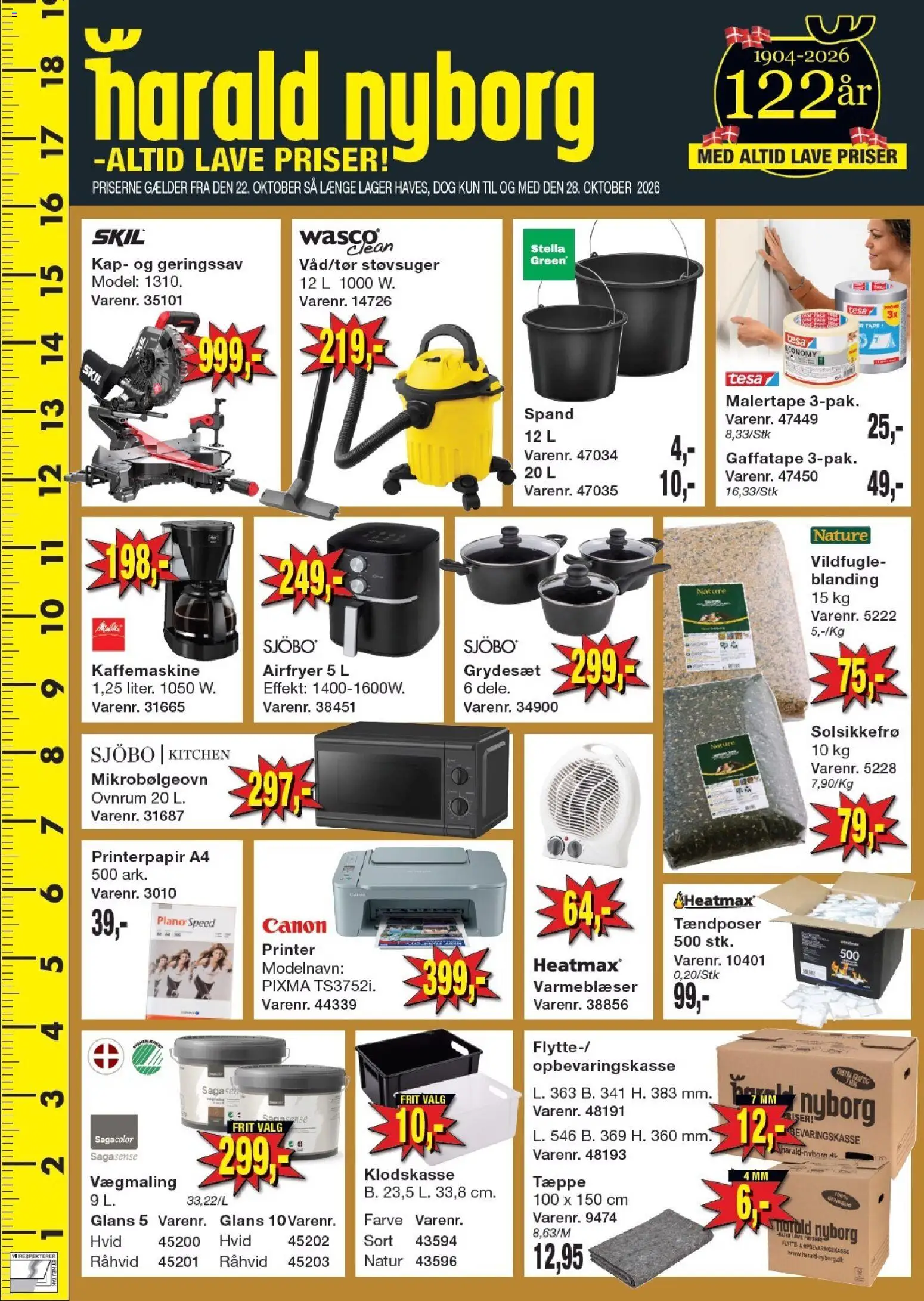 Eksempel på tilbudsavis Harald Nyborg - Tilbudsavis uge 43 fra butik Harald Nyborg gyldig fra 22/10/2026 - Støvsuger, Kaffemaskine, Tæppe, Mikrobølgeovn, Printer
