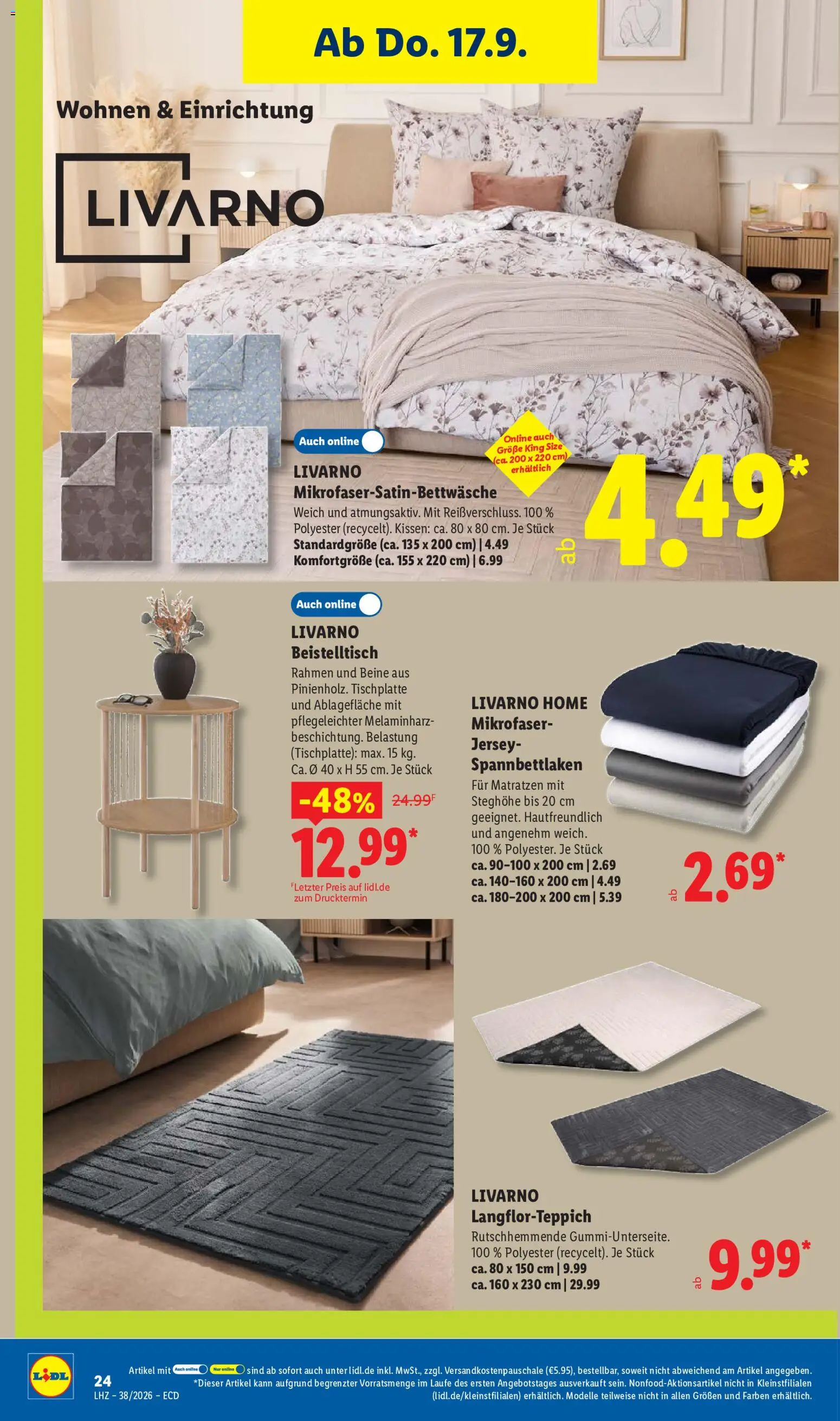 Vorschau von dem Prospekt des Geschäftes Lidl, gültig ab dem 14.09.2026 - Beistelltisch, Kissen