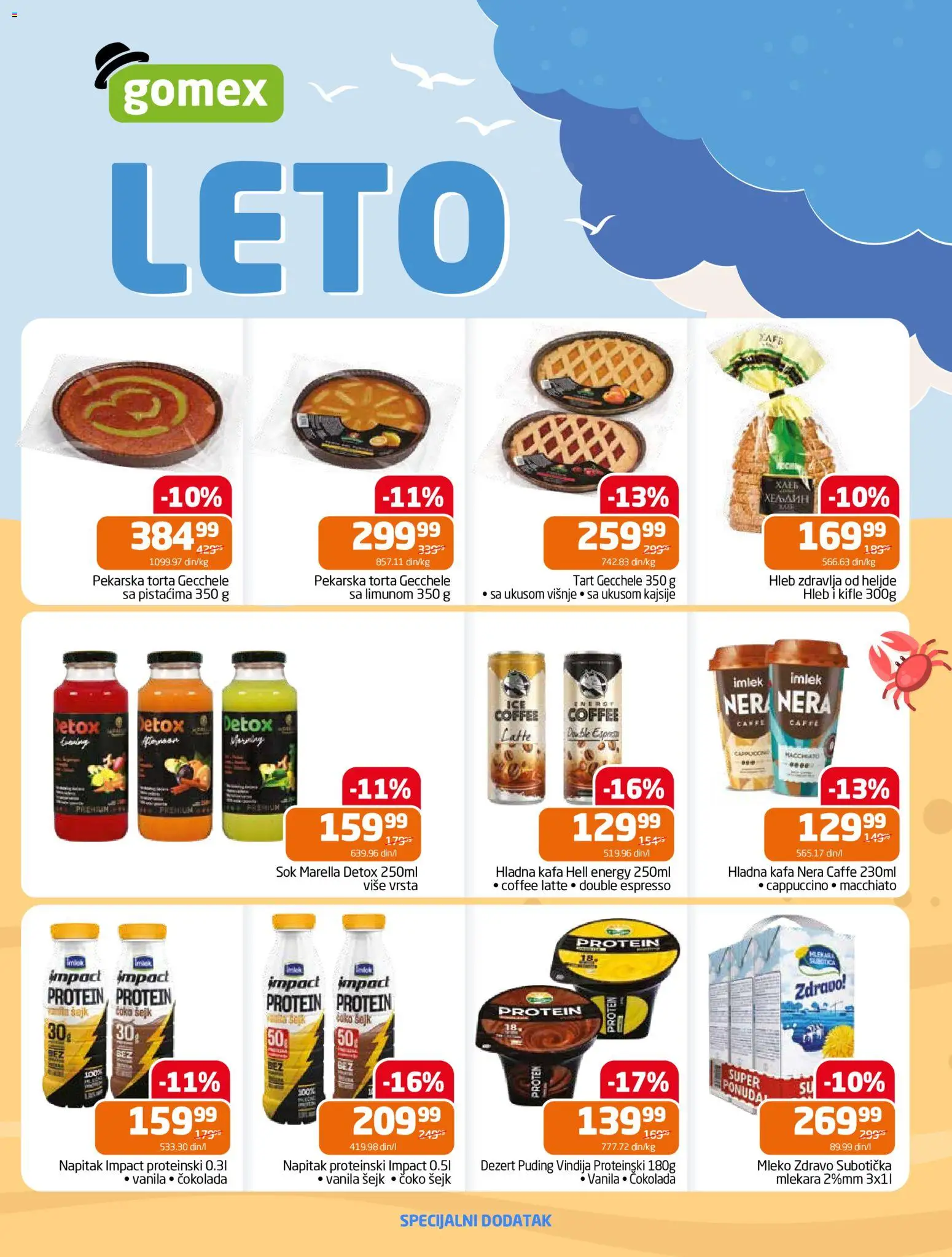 Pregled Gomex kataloga - važi od 24.06.2026 - Protein, Torta, Kafa, Hleb, Hell, Mleko, Dezert, Kajsije
