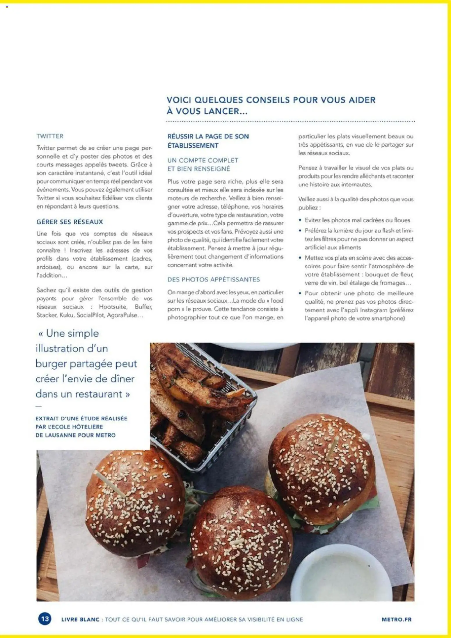 Prévisualisation de METRO - Guide améliorer la visibilité de son restaurant du magasin METRO formulaire valide 01/10/2022 - Burger, Livre, Smartphone, Outils, Aliments