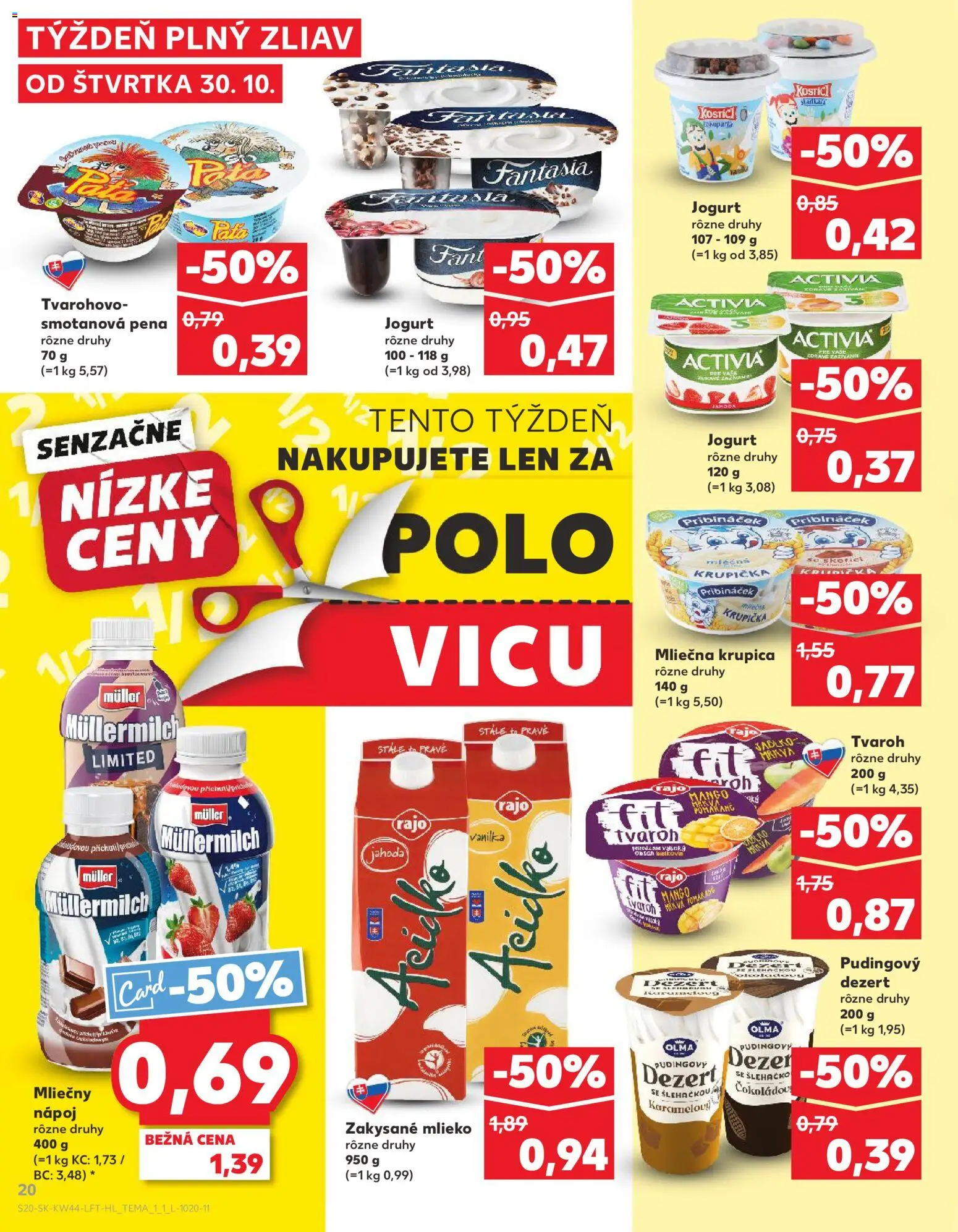 Náhľad Kaufland letáku platného od 30.10.2025 - Mango, Tvaroh, Mlieko, Krupica, Jogurt, Vanilka, Pena, Zakysané mlieko