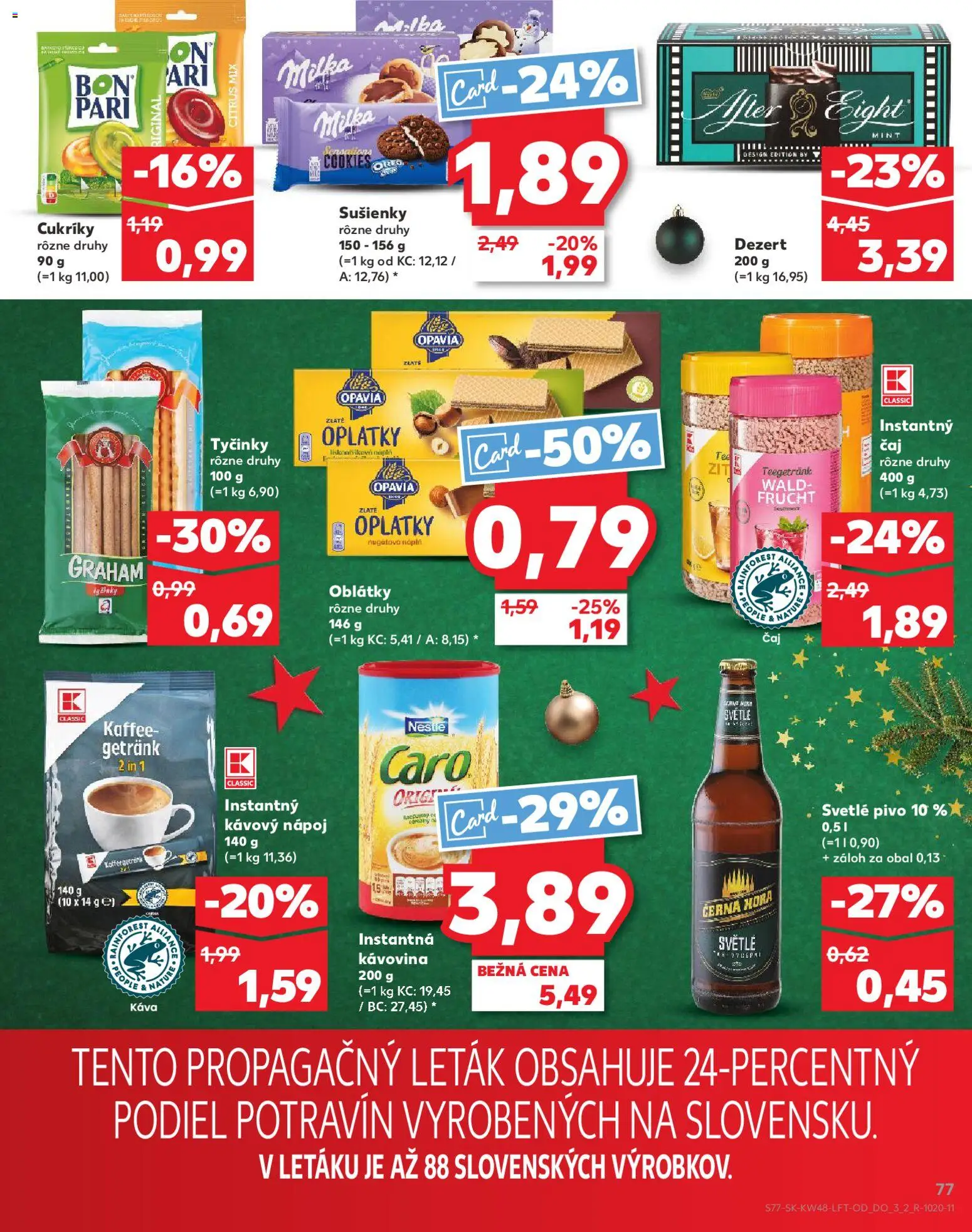 Náhľad Kaufland letáku platného od 27.11.2025 - Káva, Pivo, Čaj, Milka, Caro, Cukríky, Sušienky, Oblátky