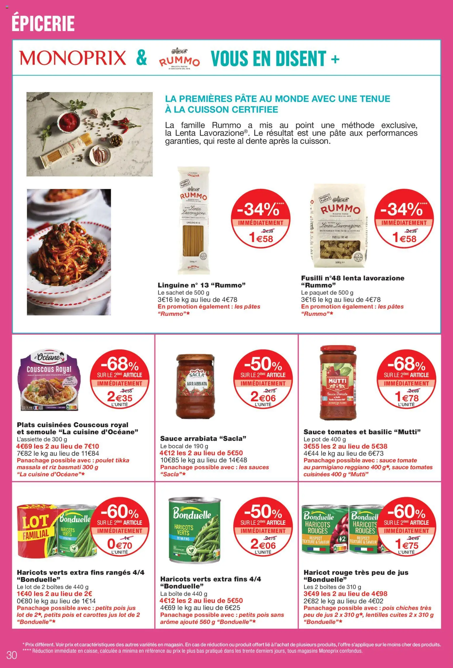 Prévisualisation de Monoprix catalogue du magasin Monoprix formulaire valide 08/09/2026 - Lentilles, Tomate, Riz, Fusilli, Sauces, Riz basmati, Jus, Haricots verts