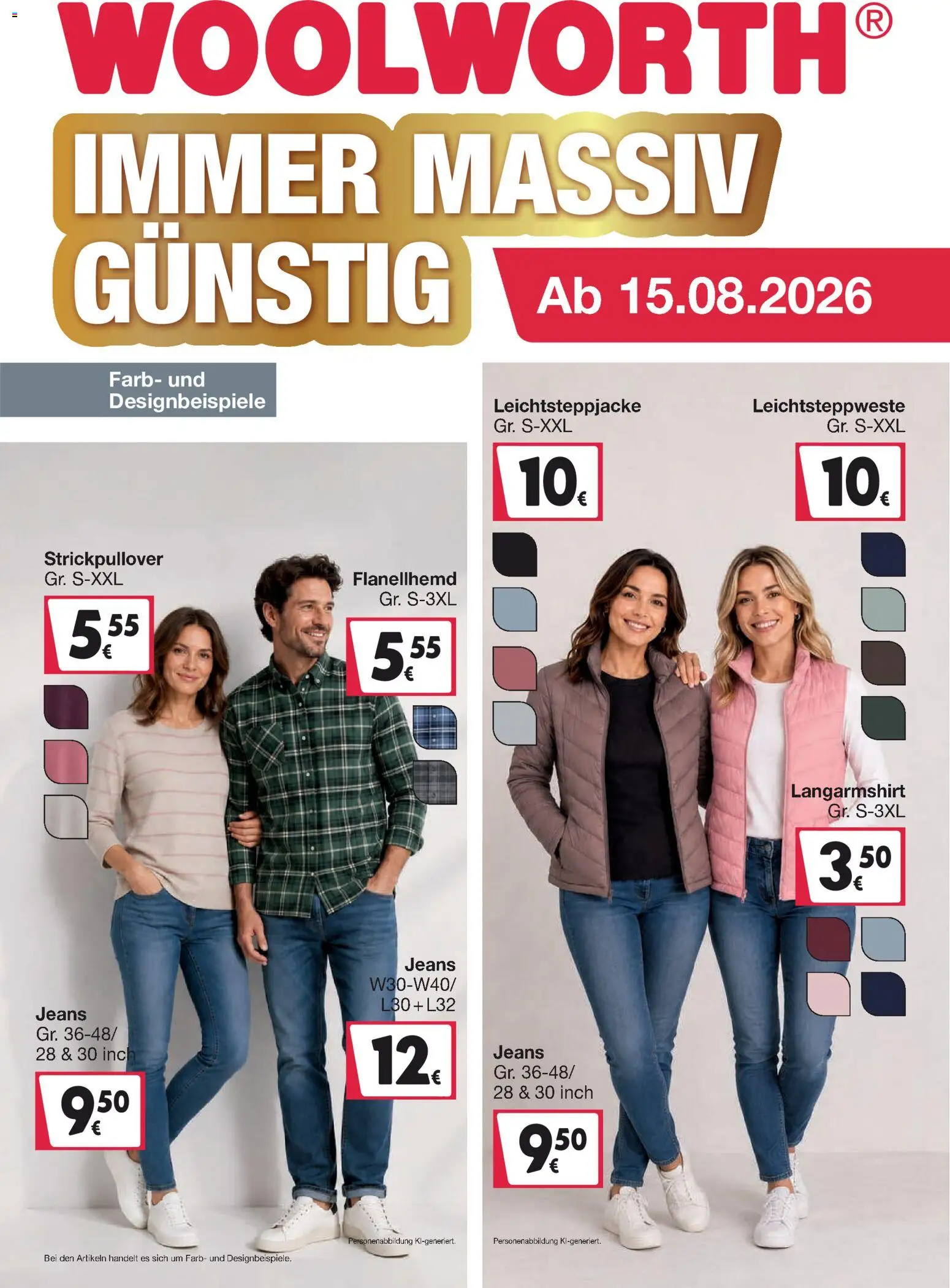 Vorschau von dem Prospekt des Geschäftes Woolworth, gültig ab dem 15.08.2026 - Jeans, Langarmshirt