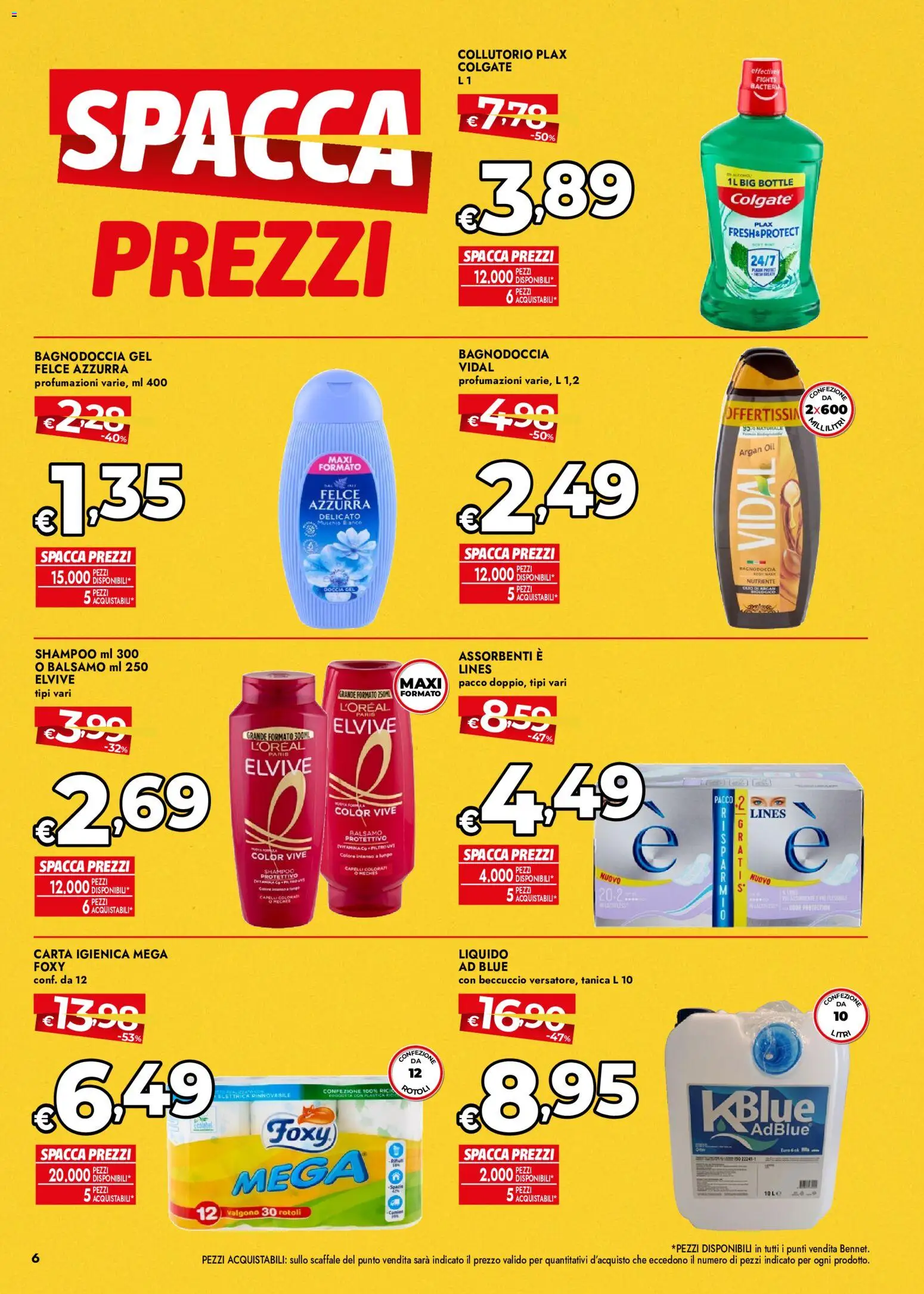 Anteprima dell'opuscolo bennet volantino dal negozio bennet valido da 22/10/2026 - Shampoo, Carta igienica, Scaffale, Collutorio, Assorbenti, Balsamo, Tanica
