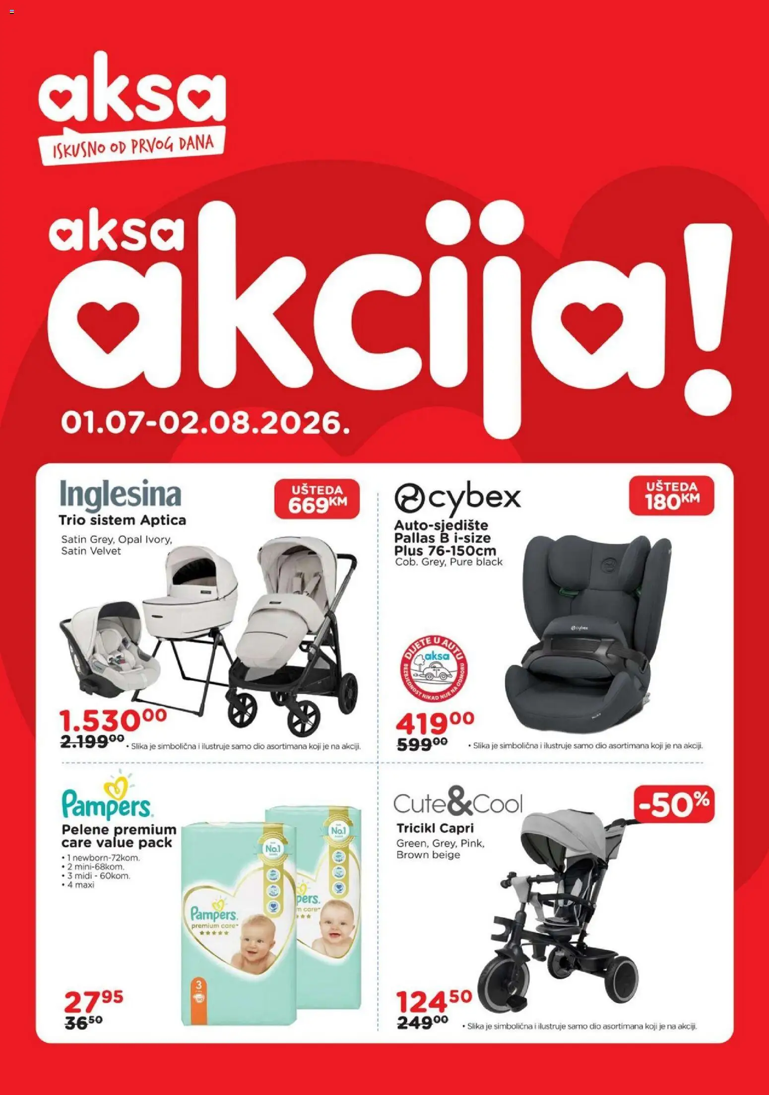 Pregled letka AKSA akcija trgovine AKSA vrijedi od 01.07.2026