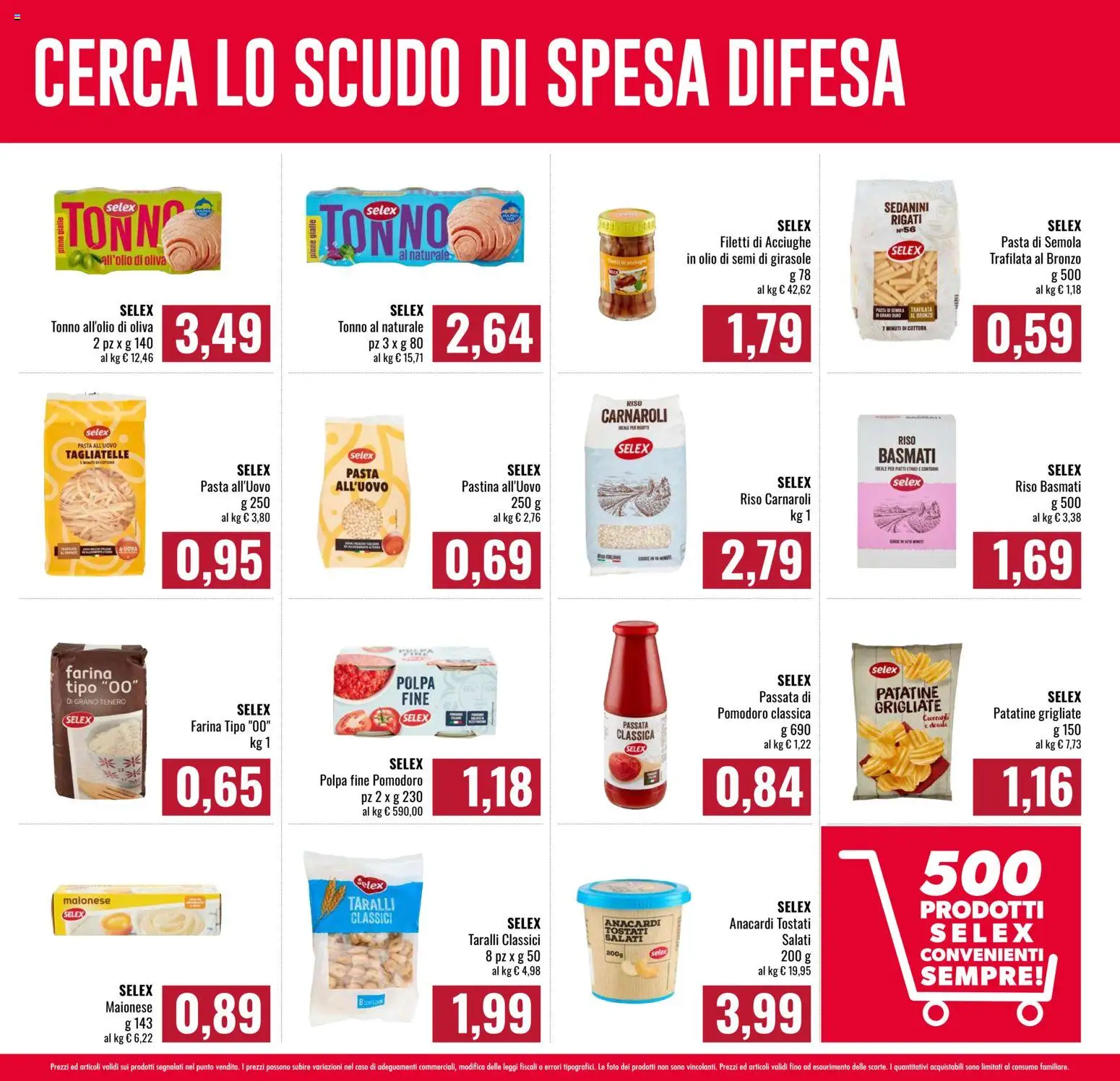 Anteprima dell'opuscolo Famila volantino Spesa Difesa dal negozio Famila valido da 08/10/2026 - Tagliatelle, Riso Basmati, Semi di girasole, Riso Carnaroli, Tè, Pasta di semola, Olio di semi, Olio di semi di girasole