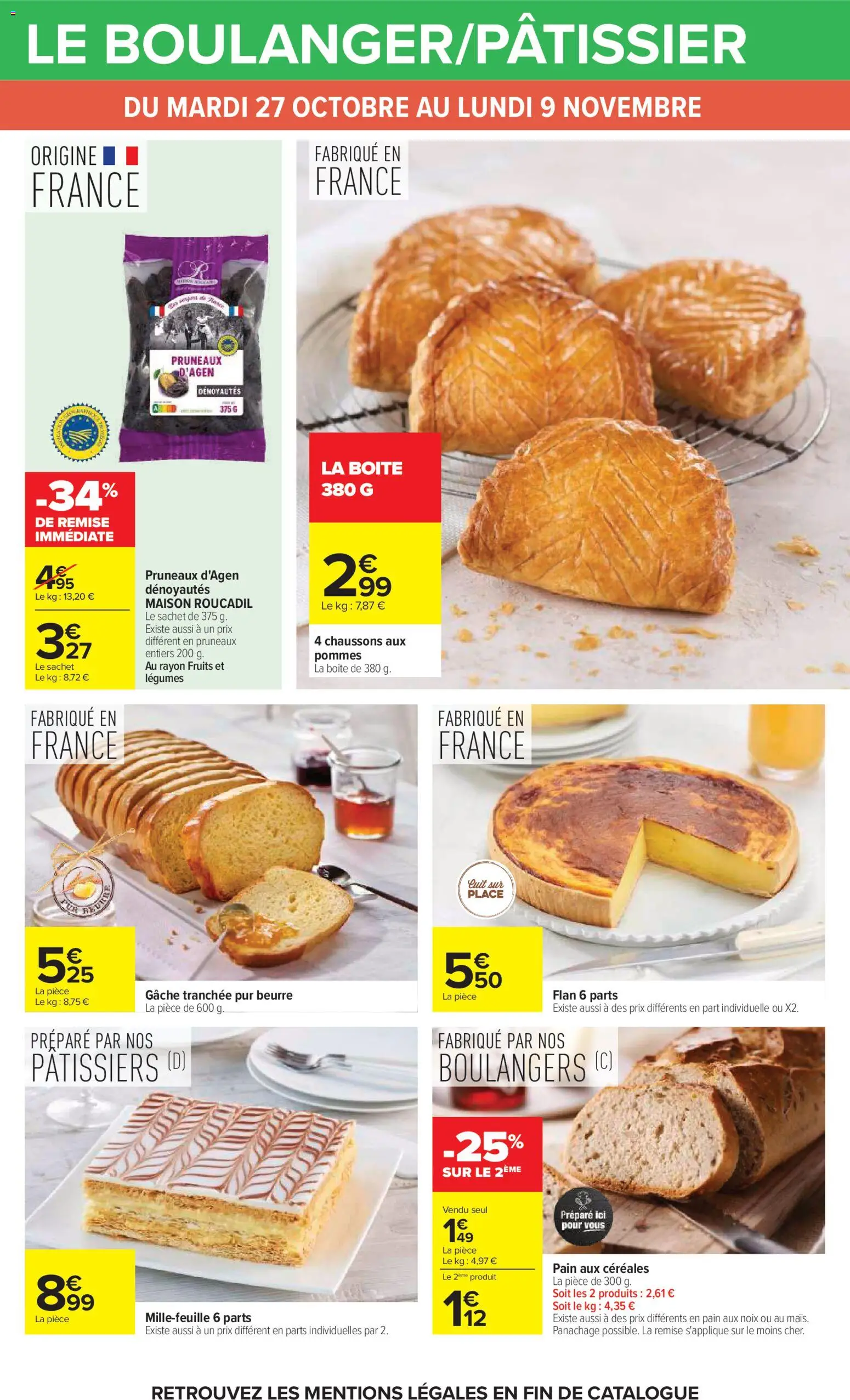Prévisualisation de Carrefour Vos promos du quotidien du magasin Carrefour formulaire valide 27/10/2026 - Fruits, Pain, Chaussons, Brioche, Pruneaux, Pommes, Pain aux noix, Gache tranchée