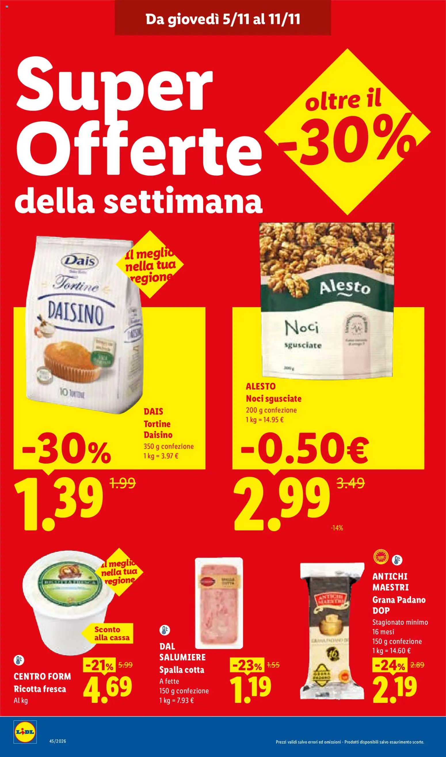 Anteprima dell'opuscolo Lidl volantino Sicilia dal negozio Lidl valido da 02/11/2026 - Noci, Ricotta, Grana Padano, Spalla