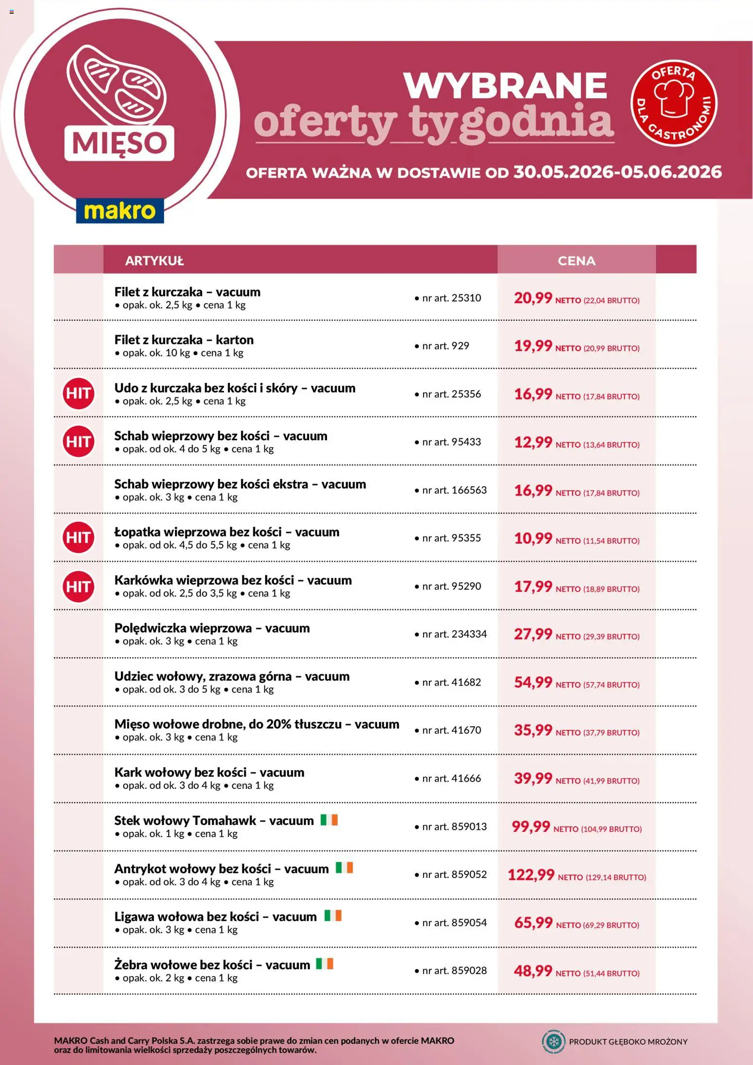 Pogląd gazetki "Makro gazetka - Wybrane oferty tygodnia w dostawie" ze sklepu Makro ważnej od 30.05.2026 - Stek, Schab, Antrykot, Łopatka wieprzowa, Polędwiczka wieprzowa, Stek wołowy, Filet, Schab wieprzowy bez kości