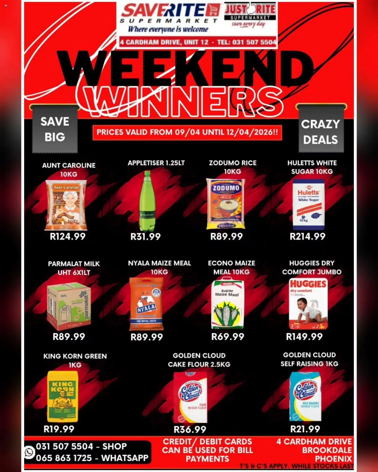 Saverite Weekend Winners from 09/04 - 12/04/2026