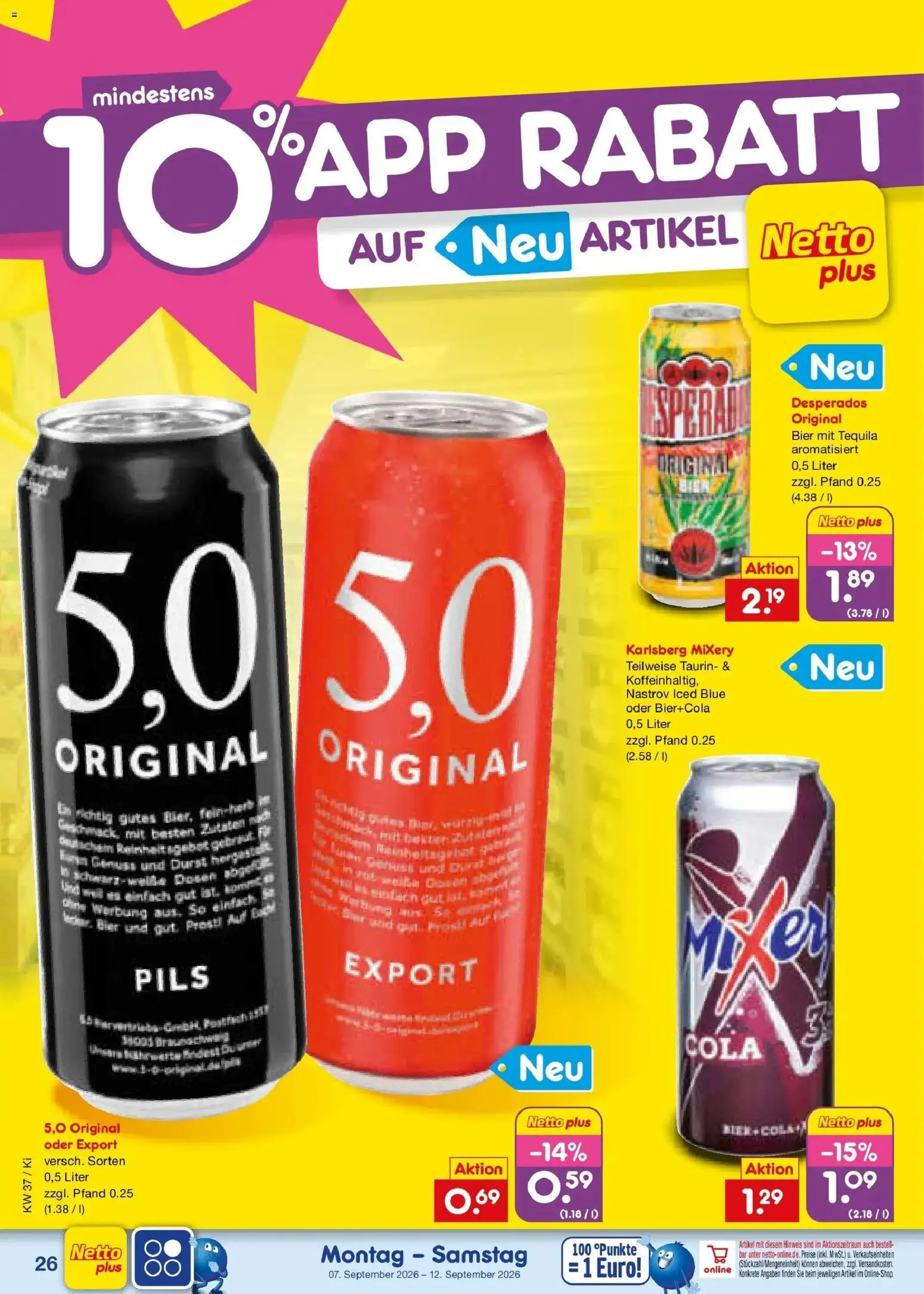 Vorschau von dem Prospekt des Geschäftes Netto Marken-Discount, gültig ab dem 07.09.2026 - Bier, Cola, Tequila, Desperados, Mixery, Pils